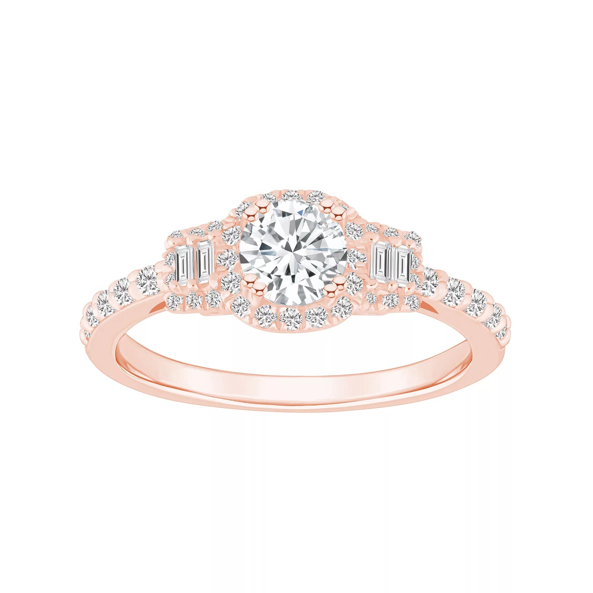 Alyson Layne 14k Gold 3/4 Carat T.W. Diamond Filigree Detail Halo Engagement Ring, Women's, Size: 7.50, 14k White Gold Product Image