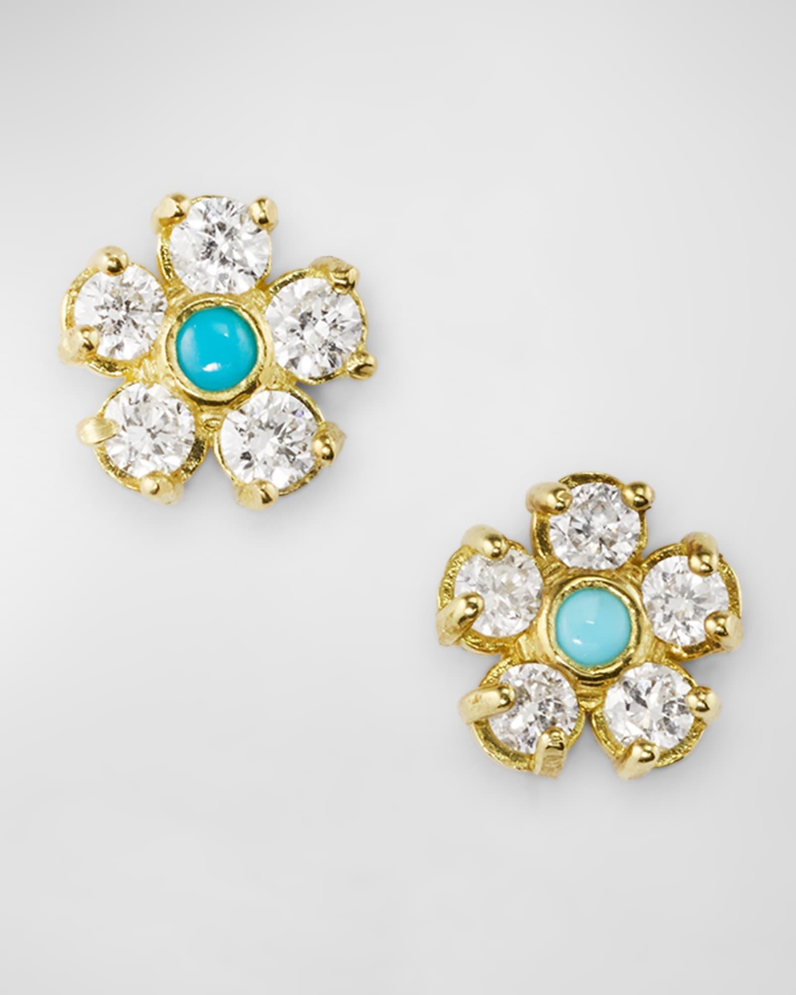 Diamond Flower Stud Earrings Product Image