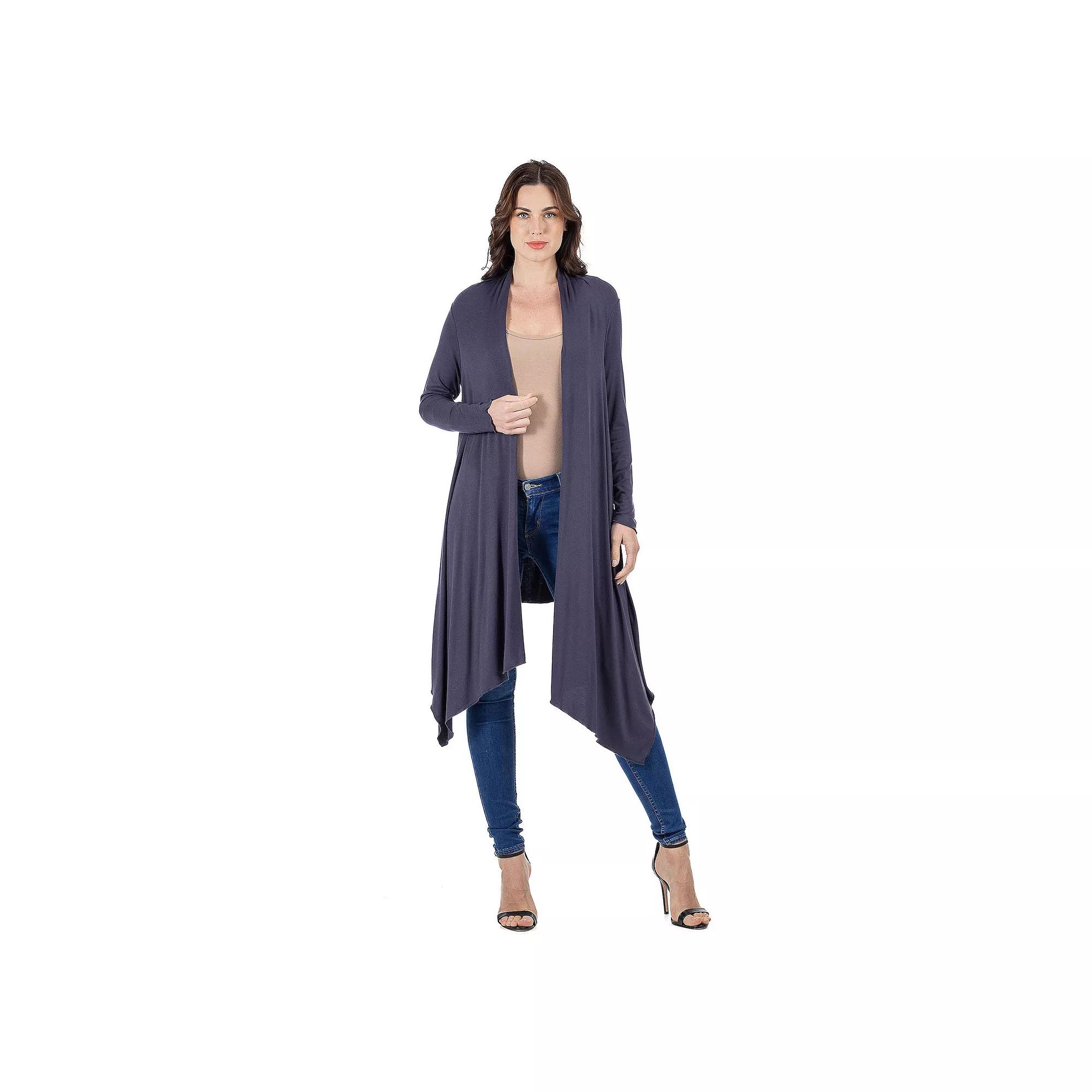 Women's 24Seven Comfort Apparel Extra Long Open Front Cardigan,  Product Image