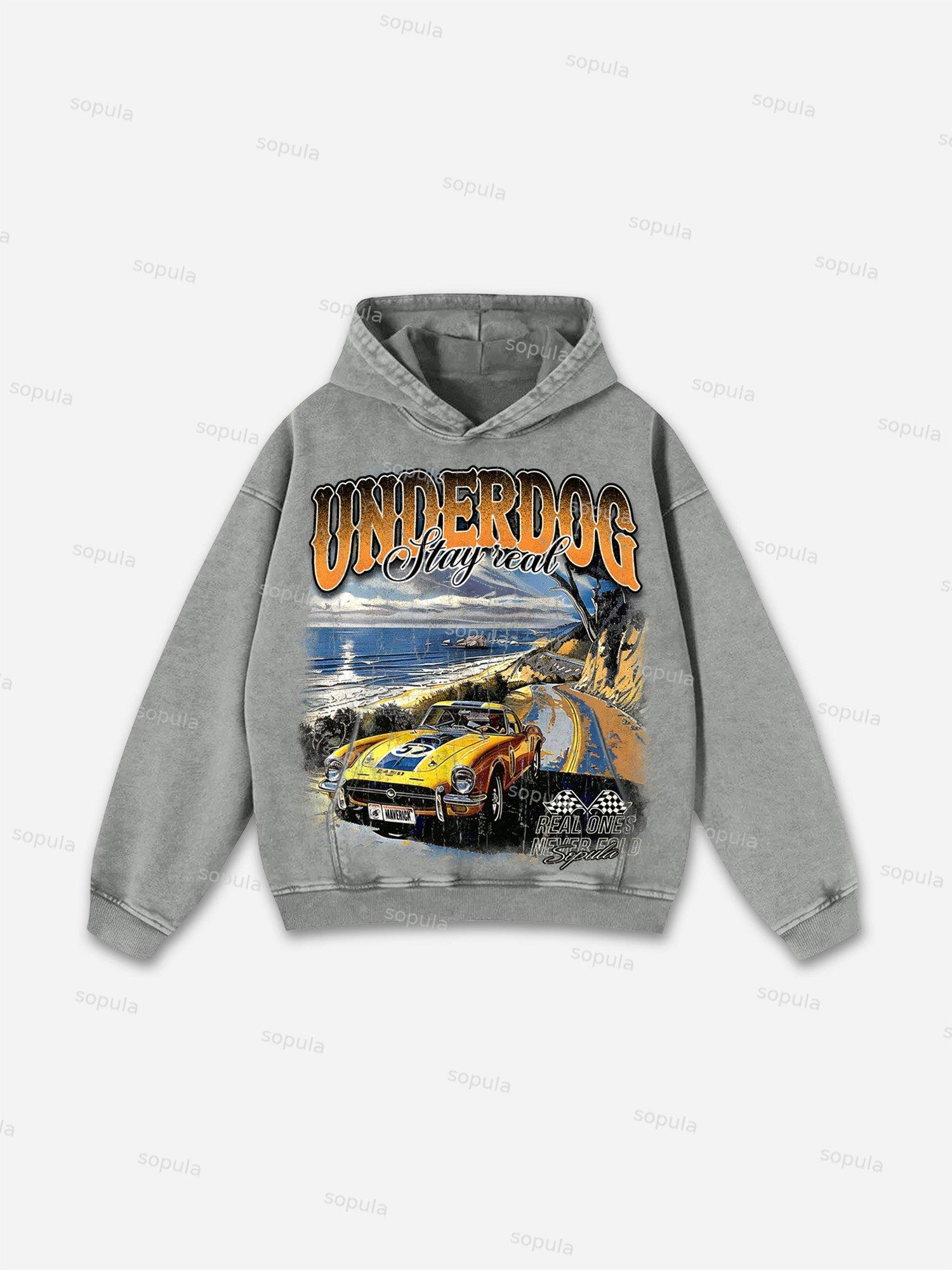 Underdog Old Vintage Racing Graphic Washed Hoodie Product Image