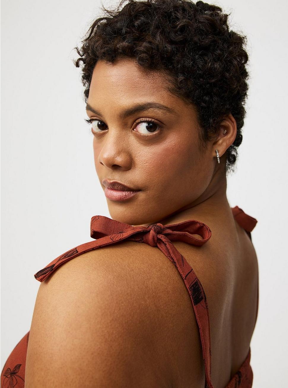 Shirred Tea Length Dress Product Image