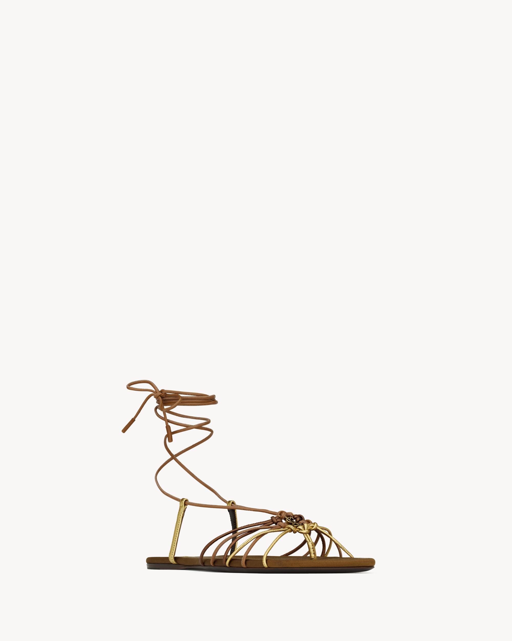 BABYLONE sandals in smooth and metallic leather Product Image