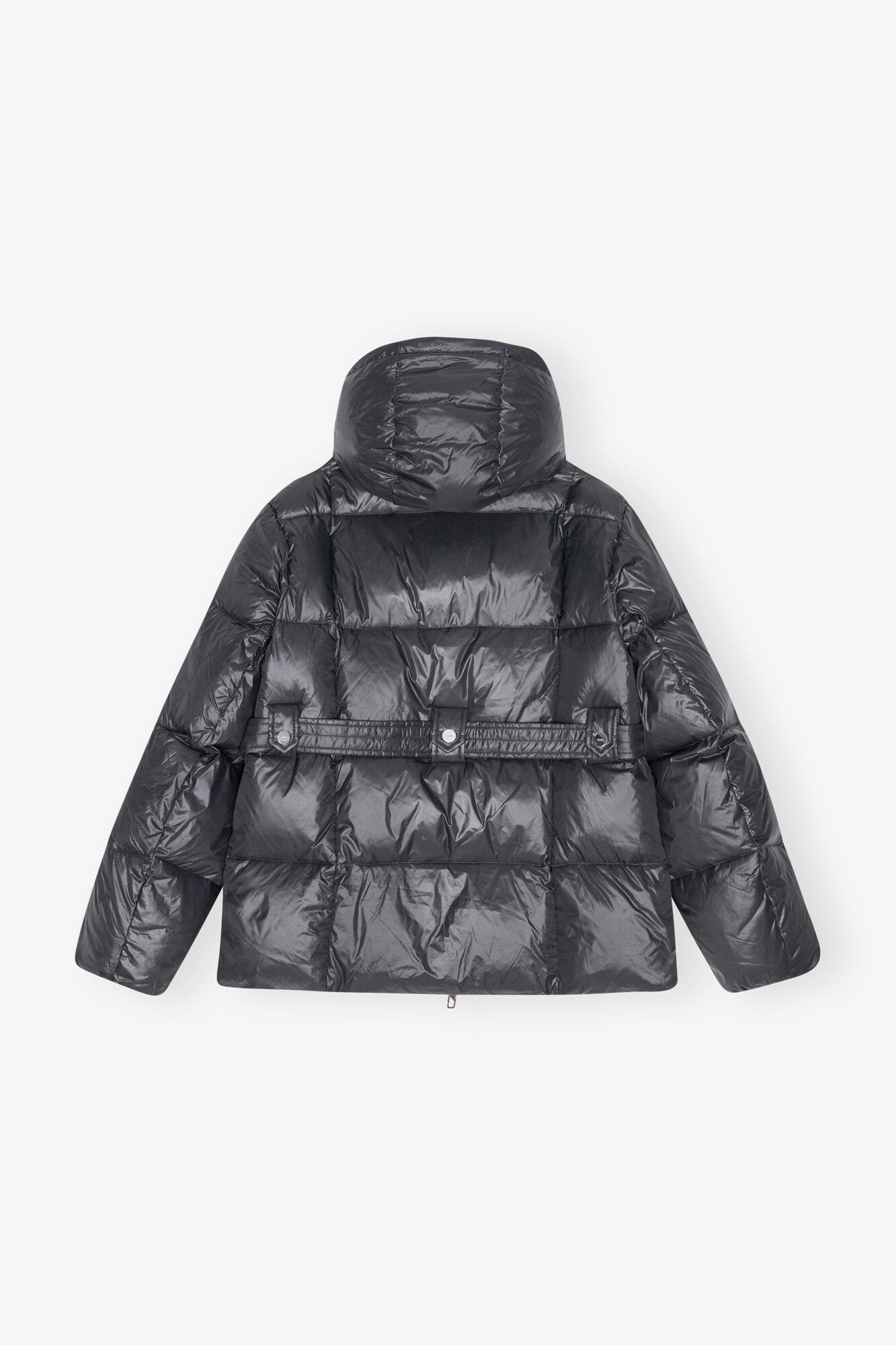 Black Shiny Nylon Puffer Jacket Product Image