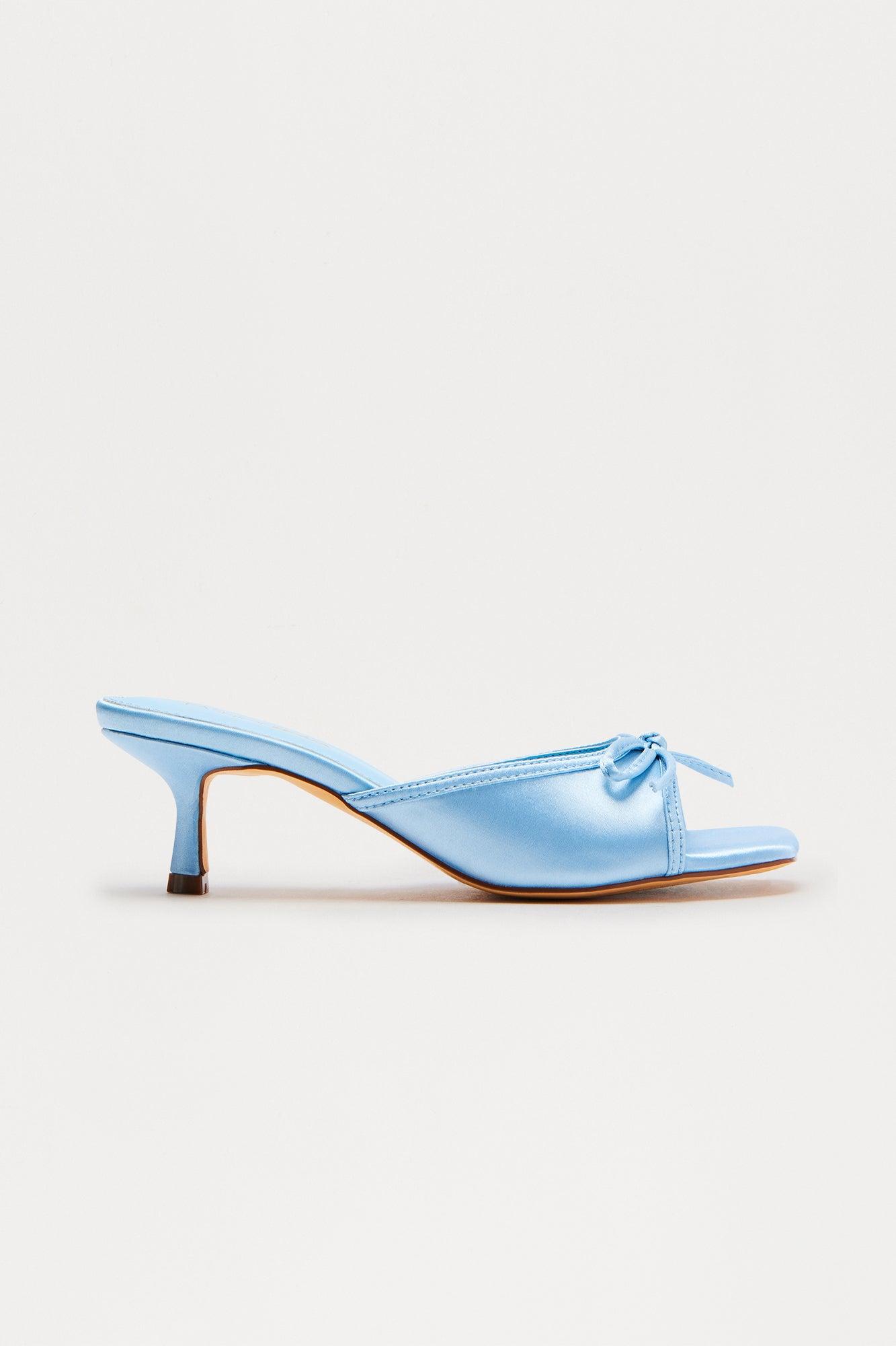 Stasia Satin Bow Mules - Light Blue Female Product Image