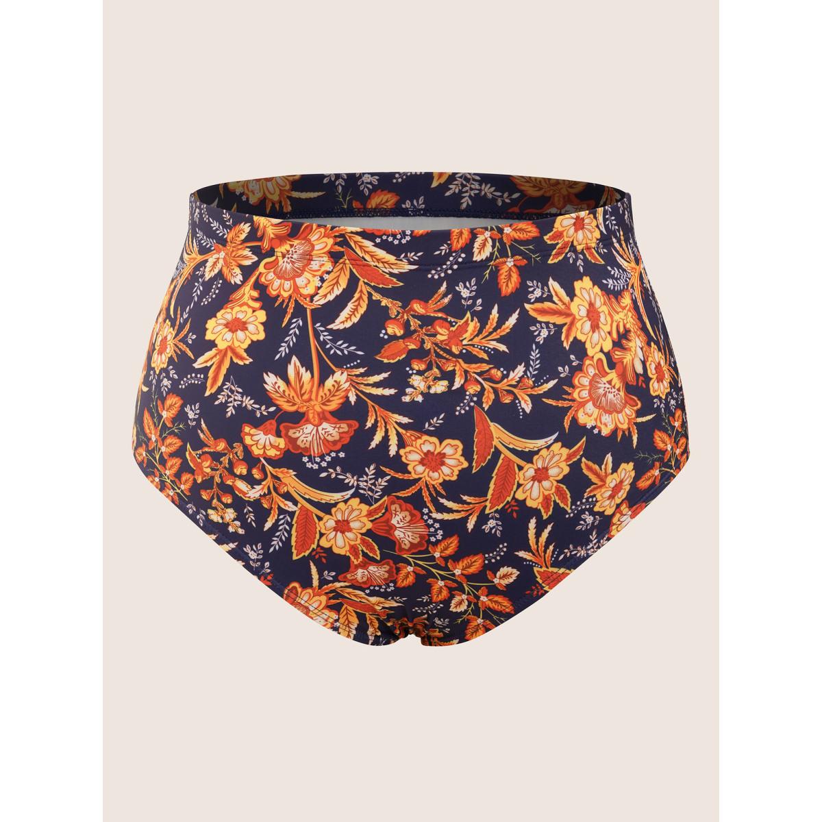 Plus Size Bandana Print Knotted Asymmetrical Hem Swim Dress Women's Swimwear DarkBlue Beach Bodycon Non High stretch Curve Swim Dresses BloomChic 10/M Product Image