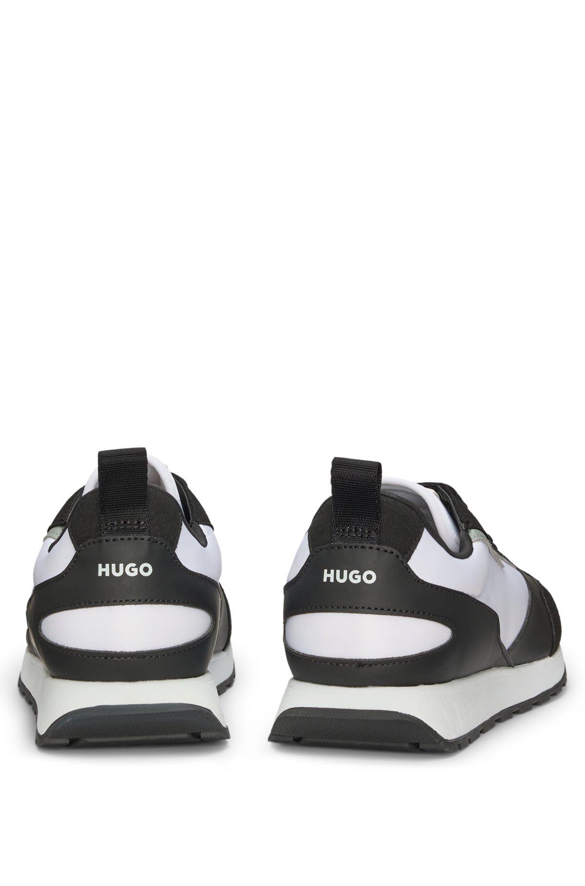 HUGO - Mixed-material trainers with branded accents - Dark Grey Product Image