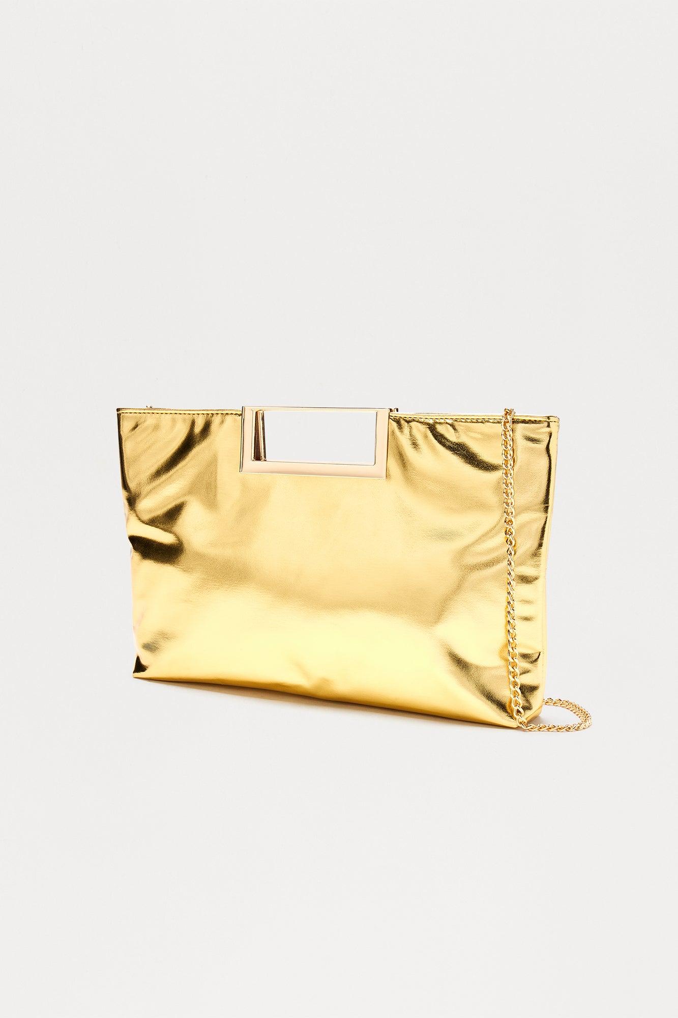 In A New Era Faux Leather Clutch - Gold Female Product Image