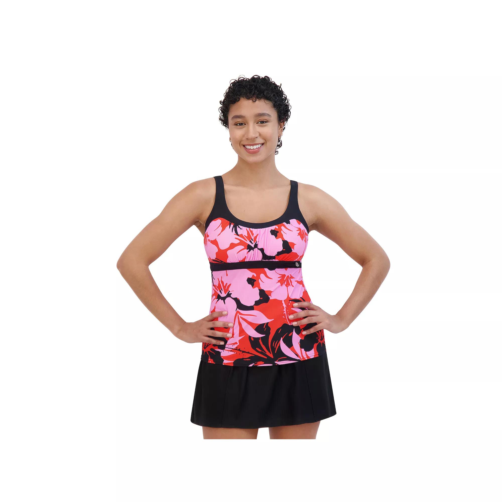 Women's ZeroXposur UPF 30+ Hopscotch Peasant Tankini, Size: Medium, Pink Product Image