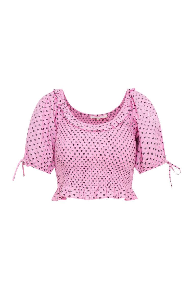 Molly Cotton Bow Puff Sleeve Top Product Image