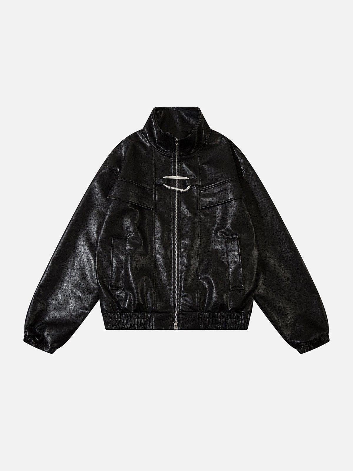 Aelfric Eden Metal Buckle Faux Leather Jacket Product Image