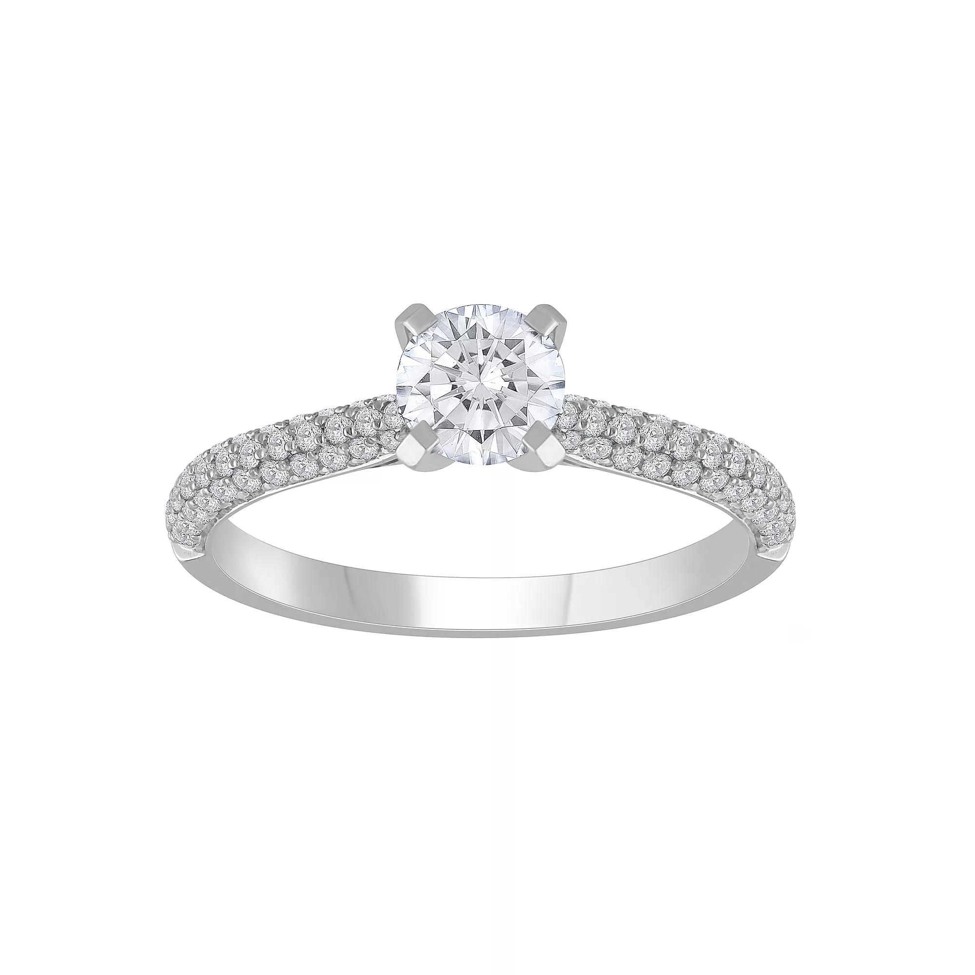 Diamond Medley 14k White Gold 1 1/4 Carat T.W. Lab-Grown Diamond Engagement Ring, Womens 14k Whgold Product Image