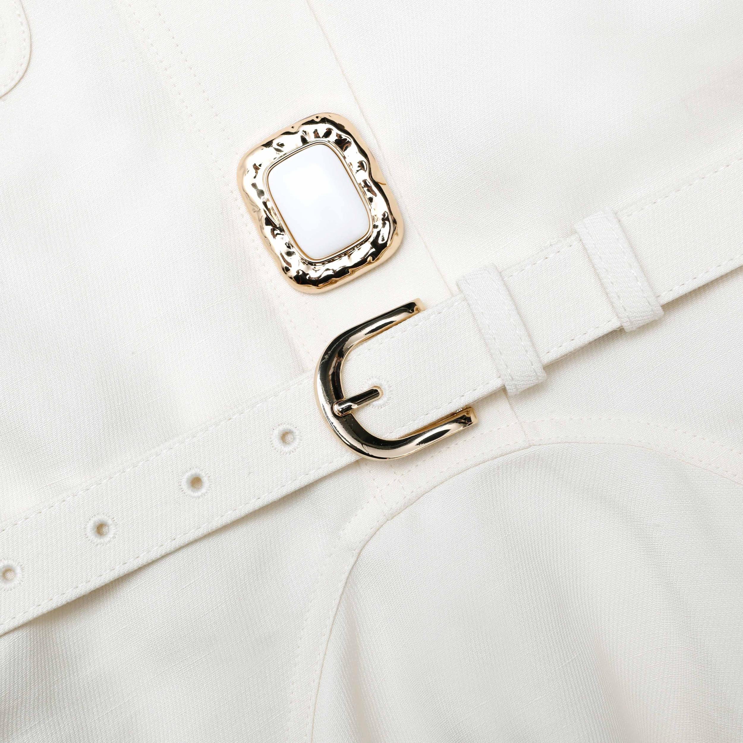 Cream Linen Mini Dress Product Image