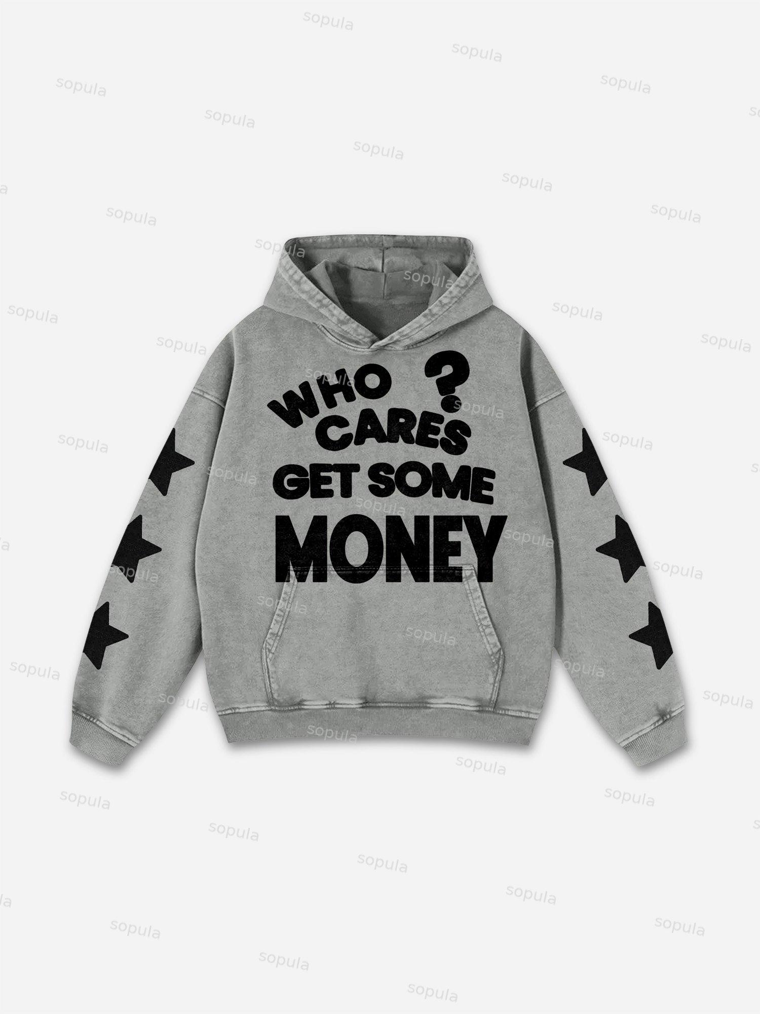 Vintage Chasing Money Graphic Acid Washed Oversized Hoodie Product Image