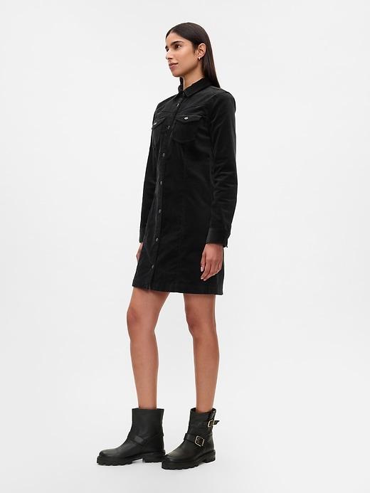 Velvet Denim Mini Shirtdress Product Image