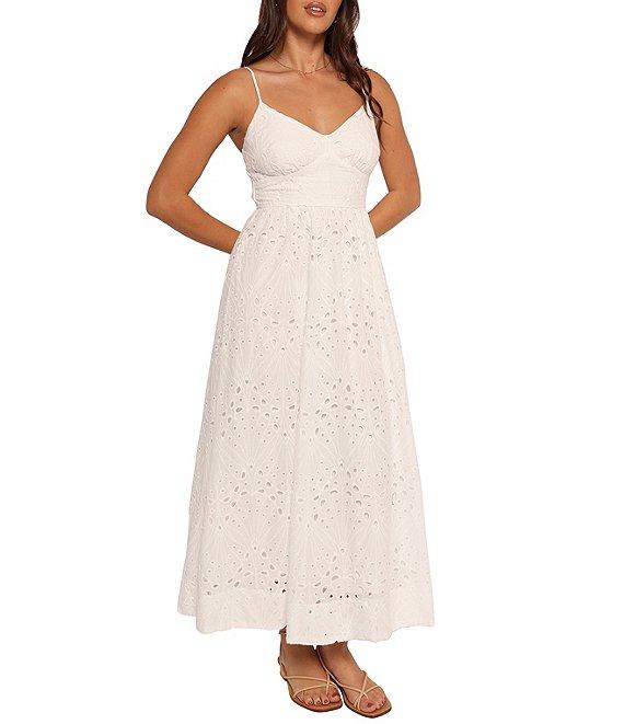 Petal & Pup Yasmin Eyelet V-Neck Sleeveless Midi Dress Product Image