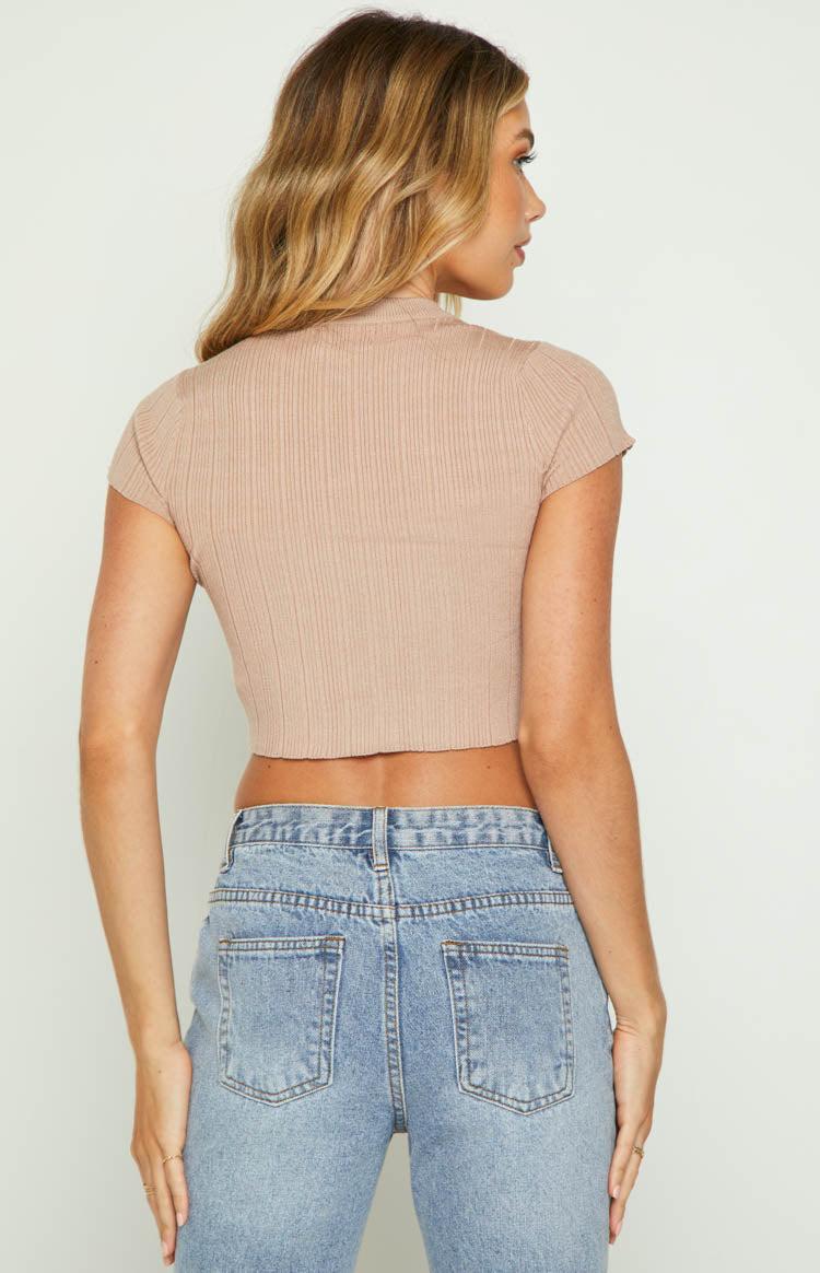 Shelbs Mocha Rib Knit Tee Product Image