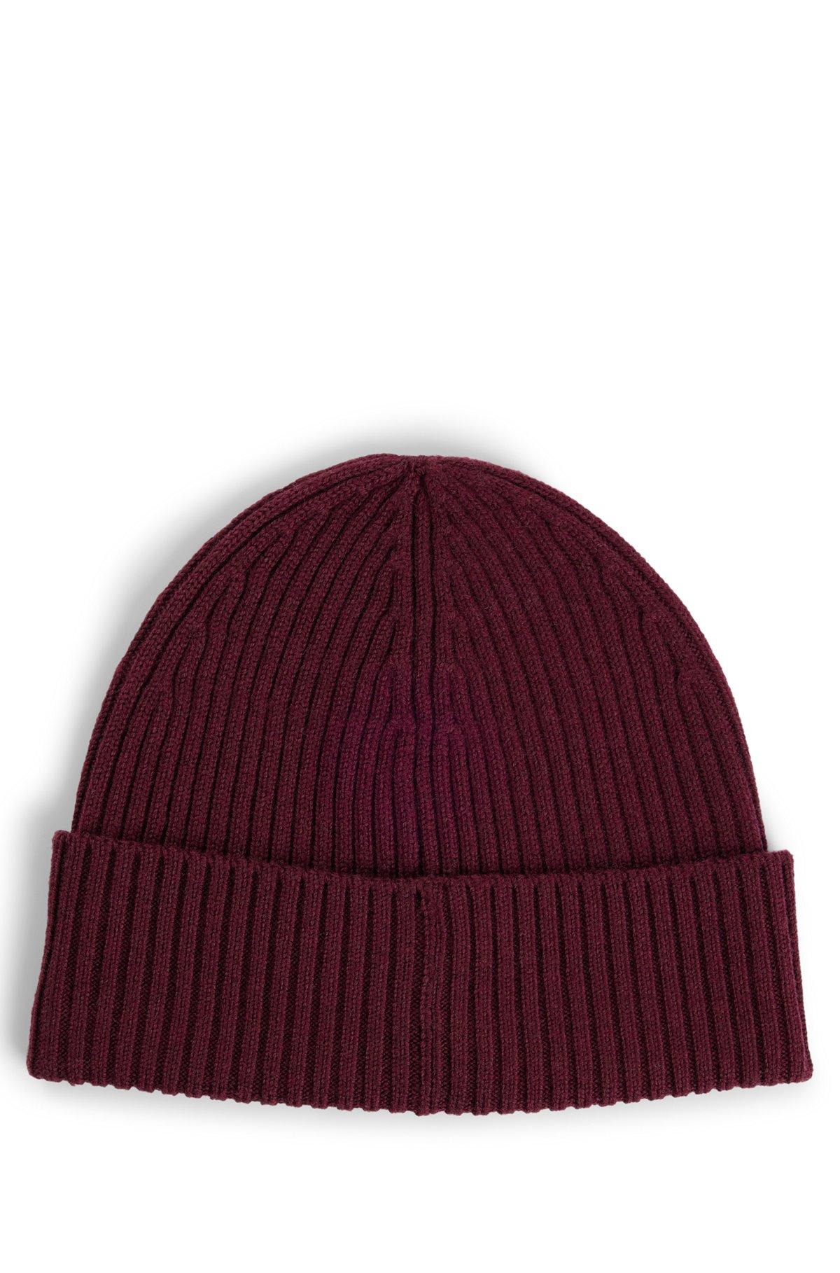 Virgin-wool beanie hat with stacked-logo badge Product Image