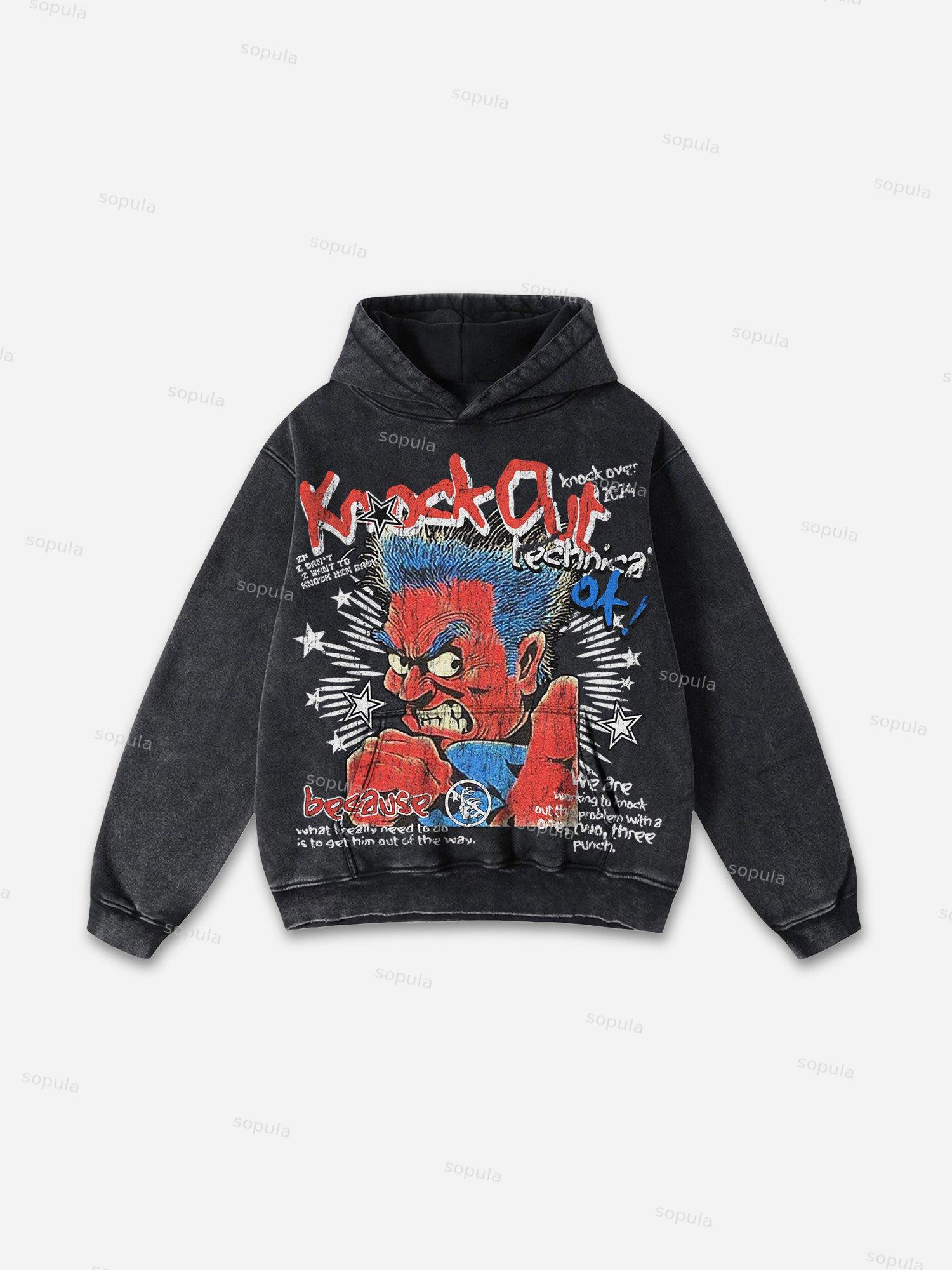 Knock Out Vintage Graphic Acid Wash Hoodie Product Image