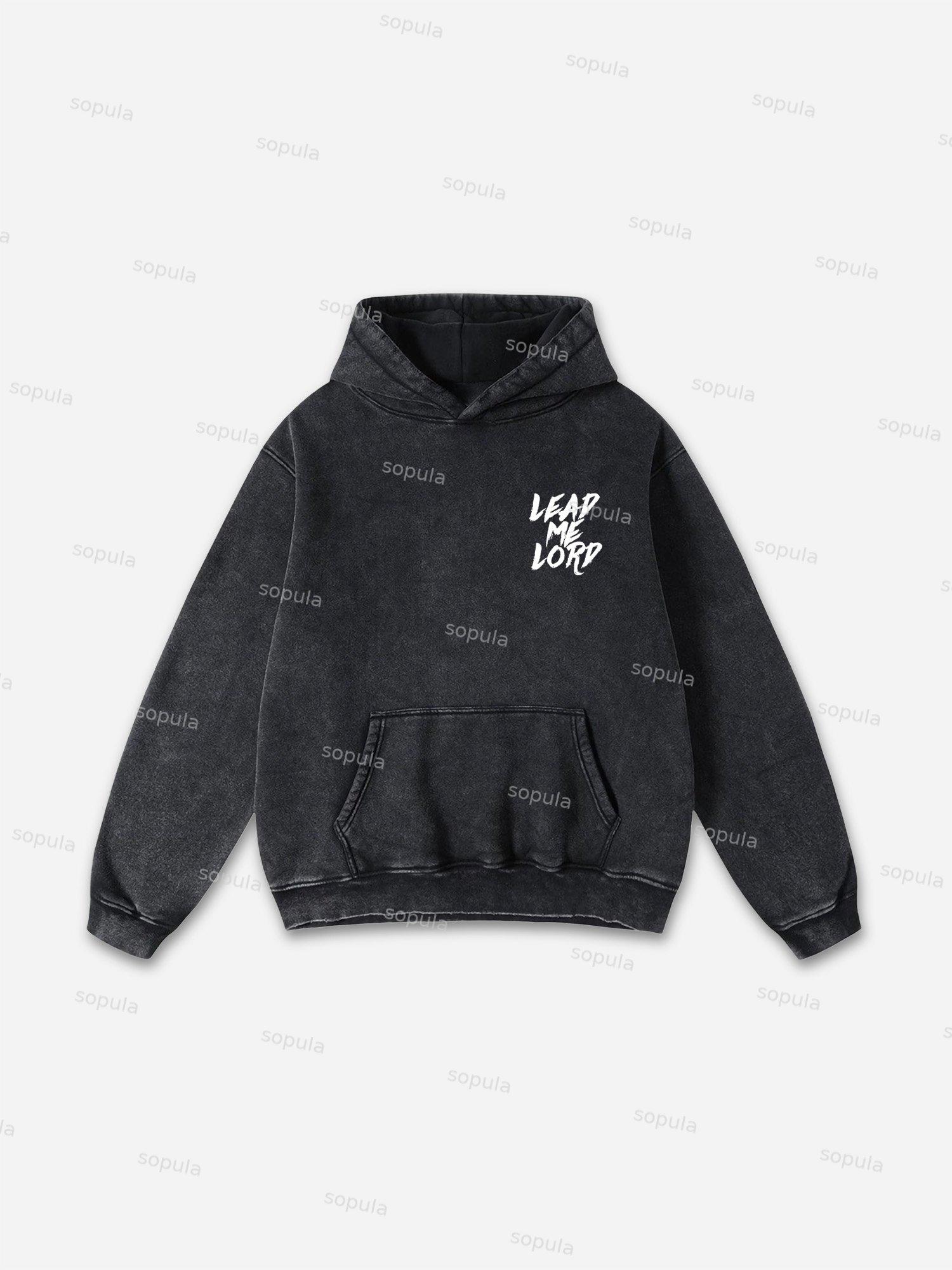 Sopula Lead Me Lord Slogan Graphic Washed Hoodie Product Image