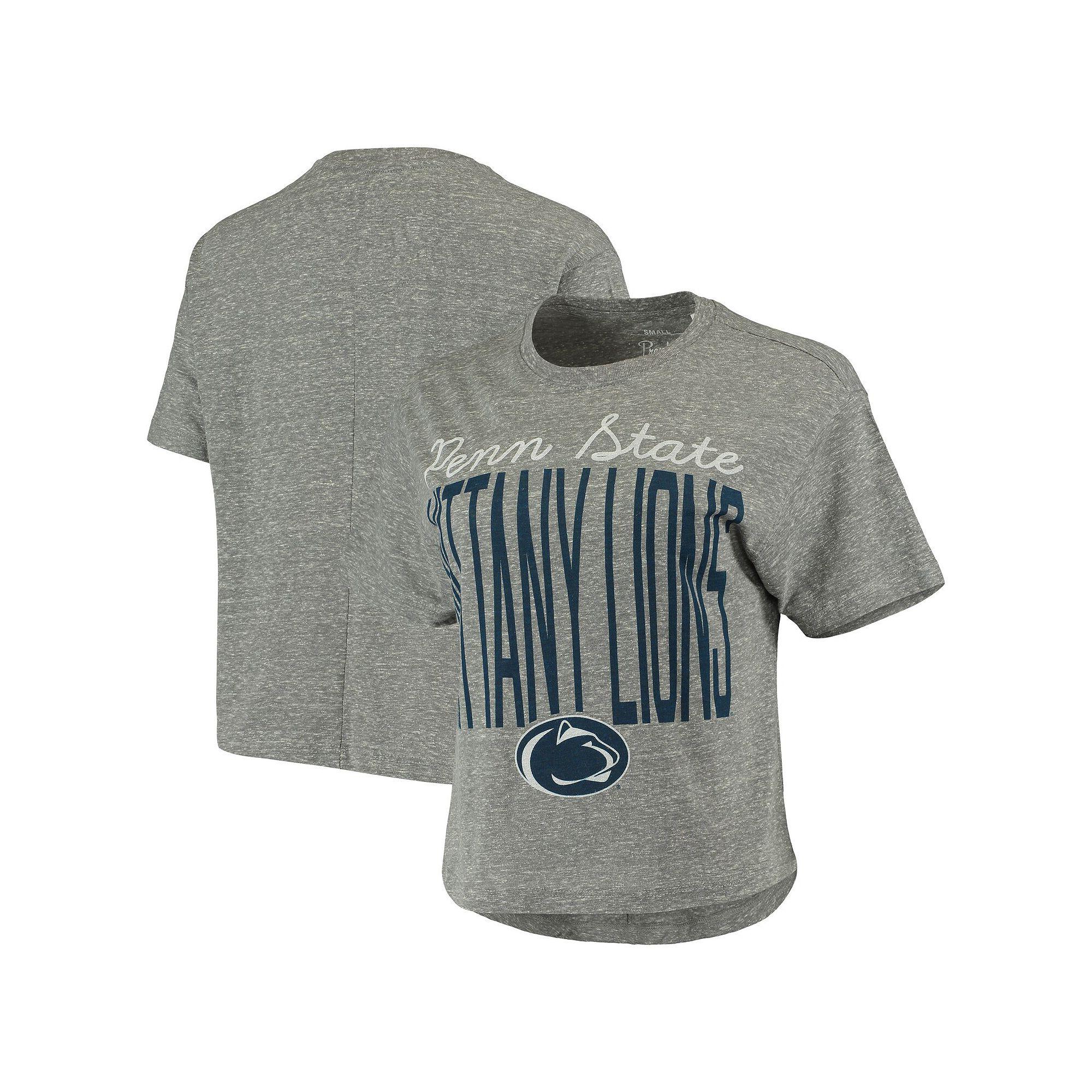 Women's Pressbox Heathered Gray Penn State Nittany Lions Sanibel Knobi Crop T-Shirt, Size: XL, Grey Product Image