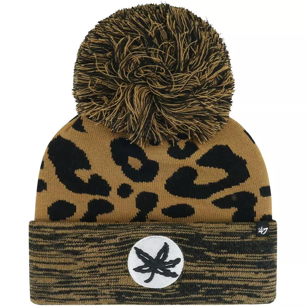 Women's '47  Brown Ohio State Buckeyes Rosette Cuffed Knit Hat with Pom Product Image