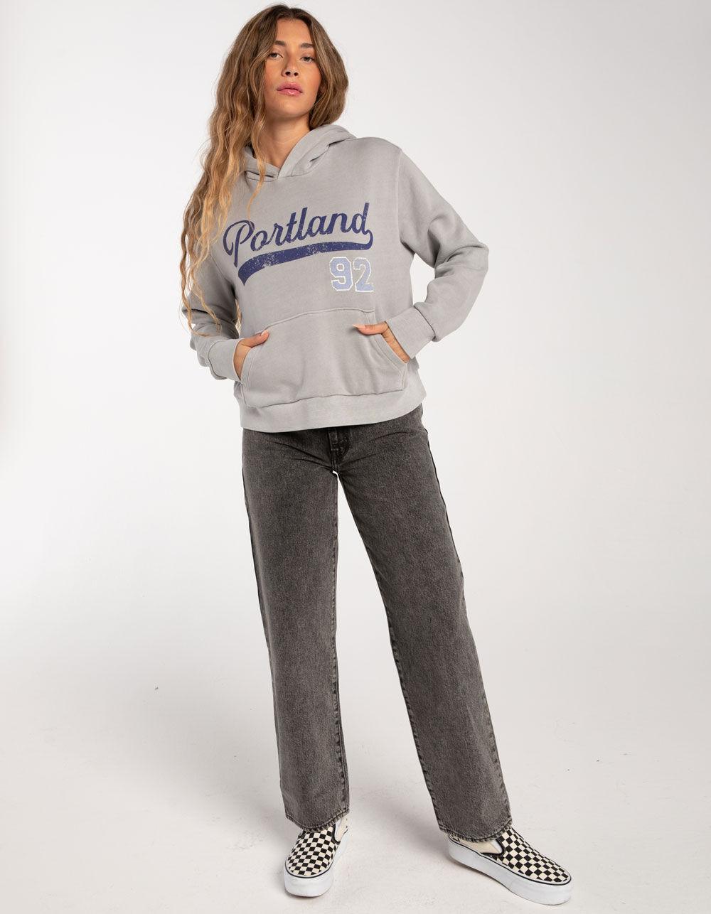 FULL TILT Portland Womens Crop Hoodie - GRAY Product Image