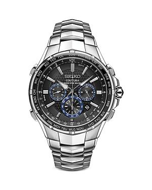 Seiko Mens Coutura Stainless Steel Solar Chronograph Watch - SSG009, Silver Tone Product Image