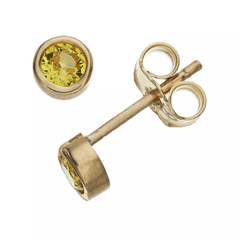 Kristen Kesho 10k Gold Round Birthstone Bezel Stud Earrings, Women's, November Product Image