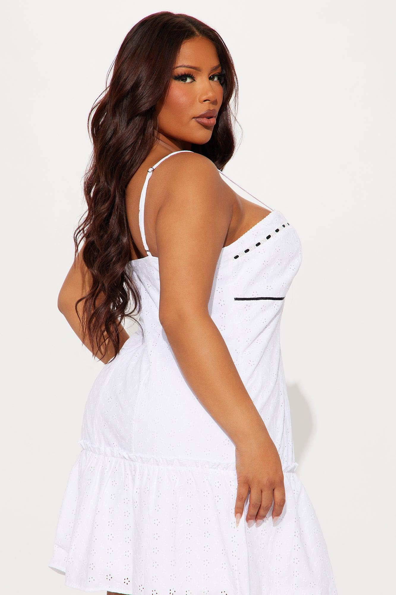 Hannah Eyelet Mini Dress - White Product Image