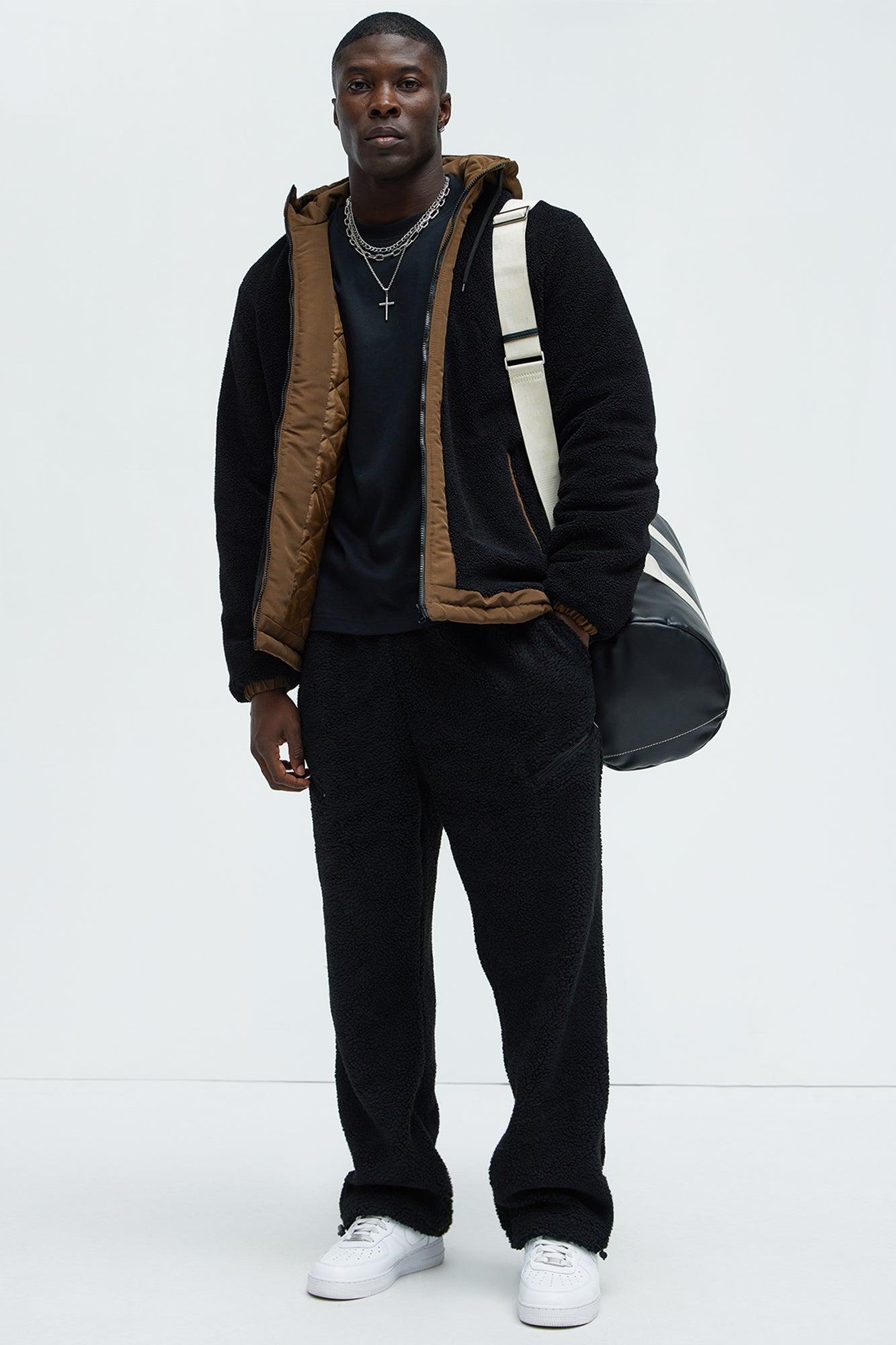 Theodore Midweight Teddybear Sherpa Jacket - Black/Brown Product Image