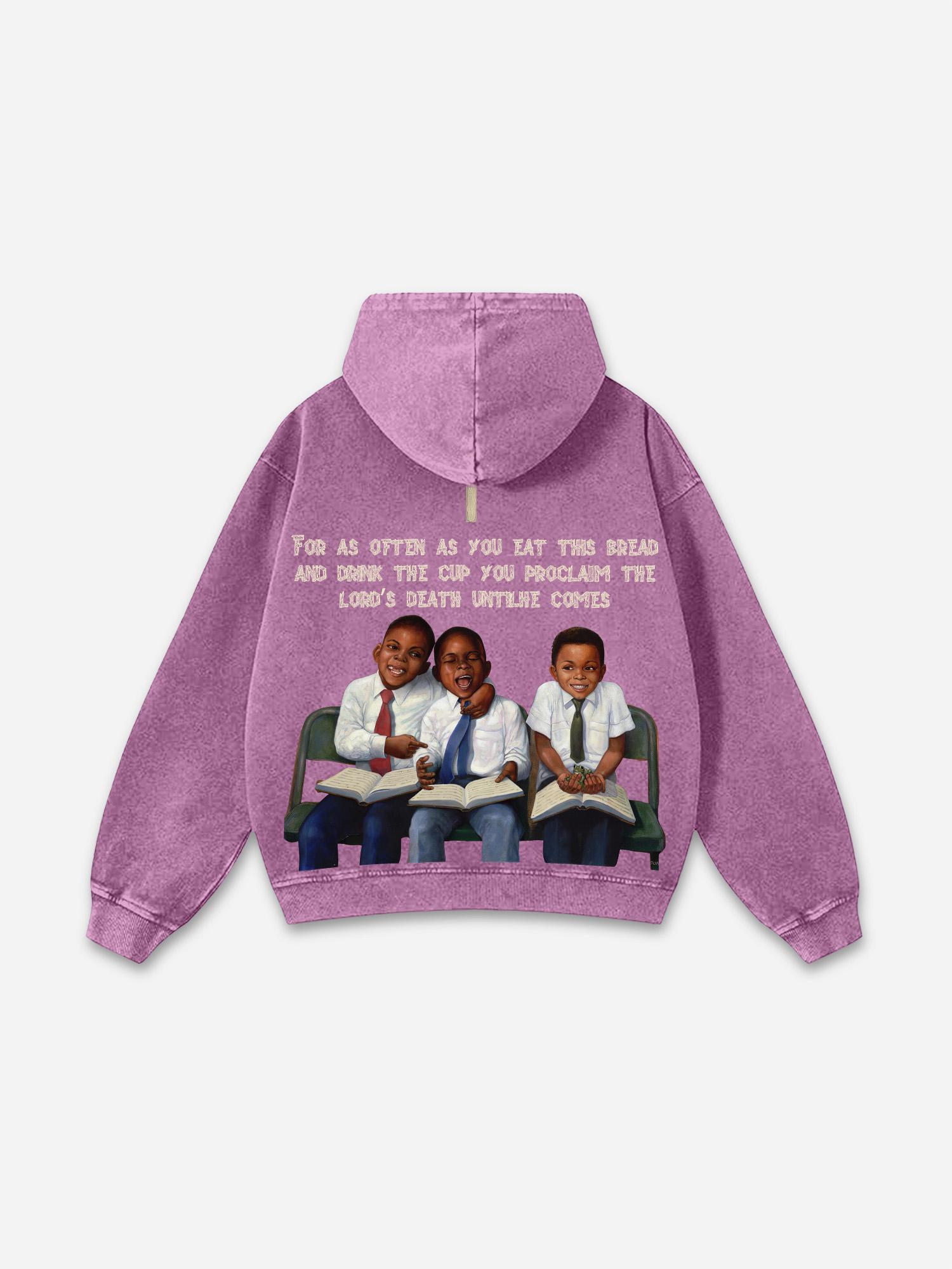 Sopula Vintage Til Death Do Us Part Graphic Acid Washed Hoodie Product Image