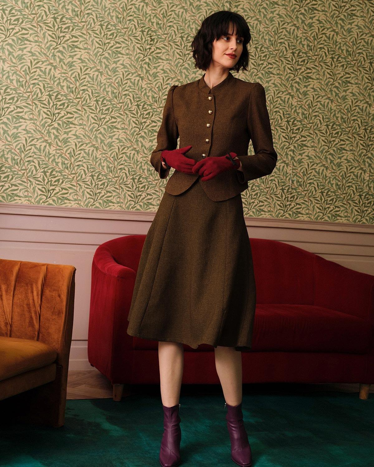 The Solid High Waisted Tweed Skirt Female Product Image