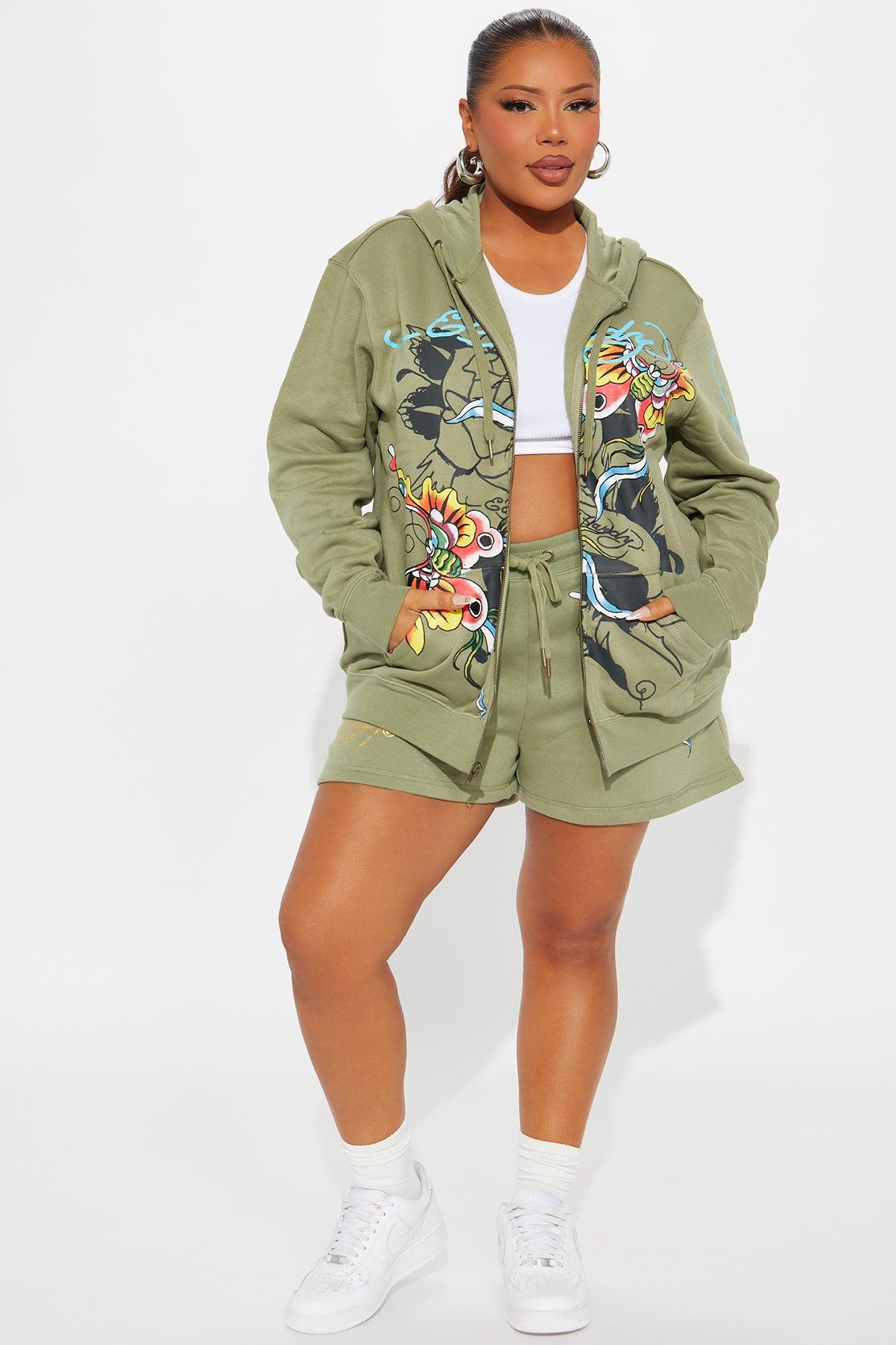 Ed Hardy Butterfly Zip Up Hoodie - Sage Product Image