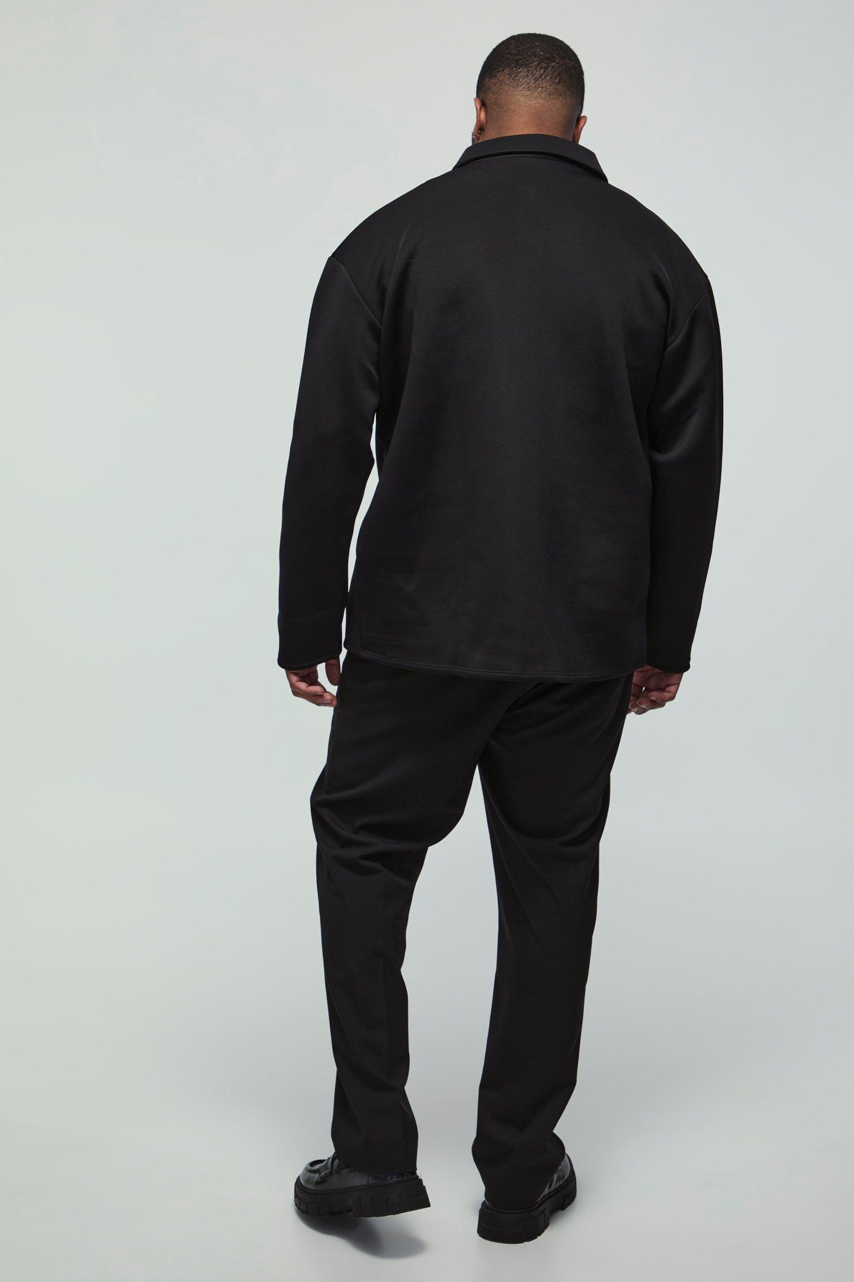 Plus Bonded Scuba Zip Through Shirt Jacket | boohooMAN USA Product Image