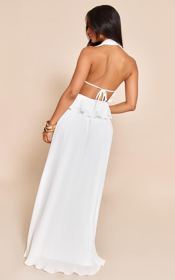 Petite White Plisse Fitted Waist Maxi Skirt Product Image