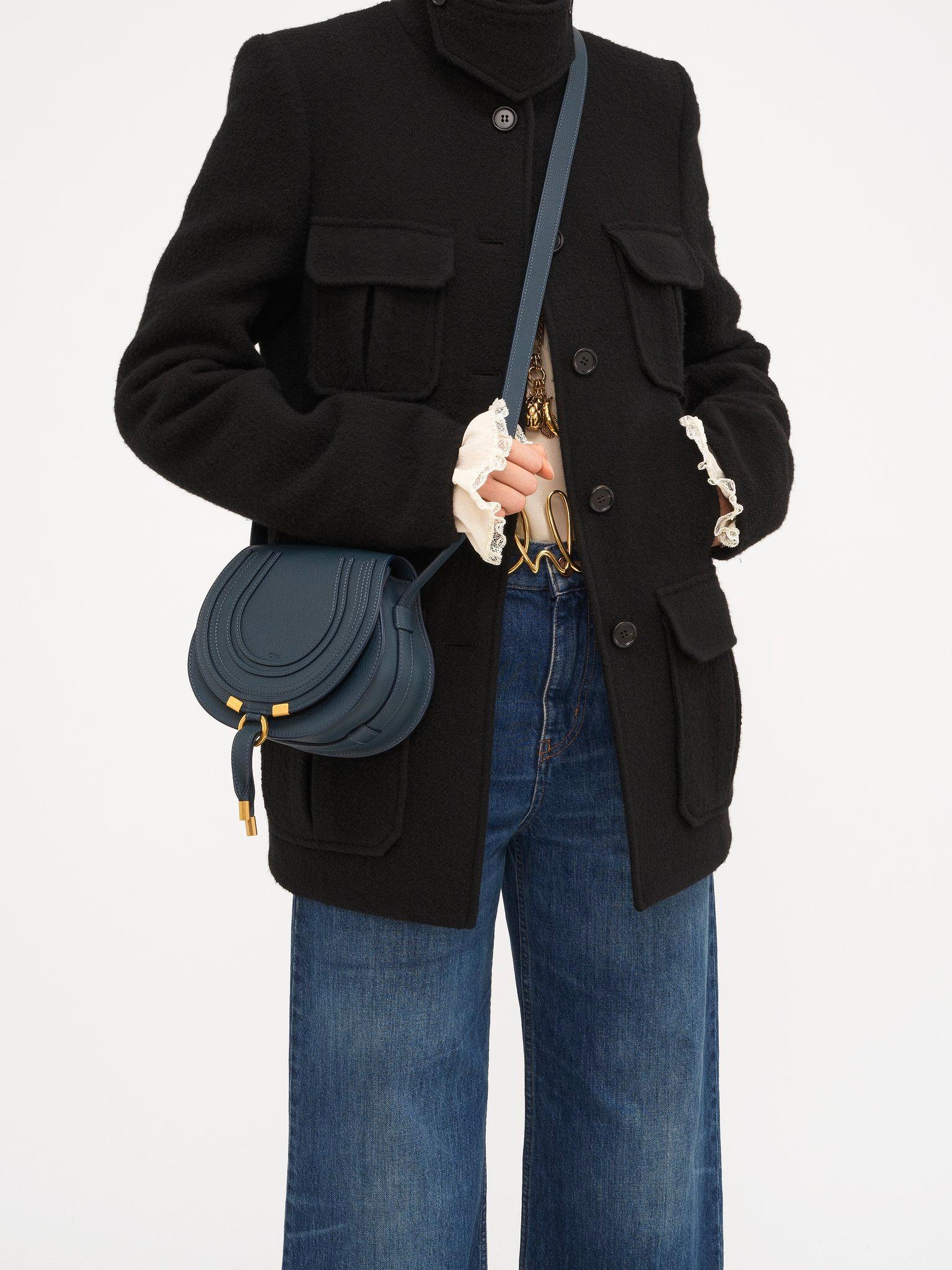 Small Marcie saddle bag in grained leather Product Image