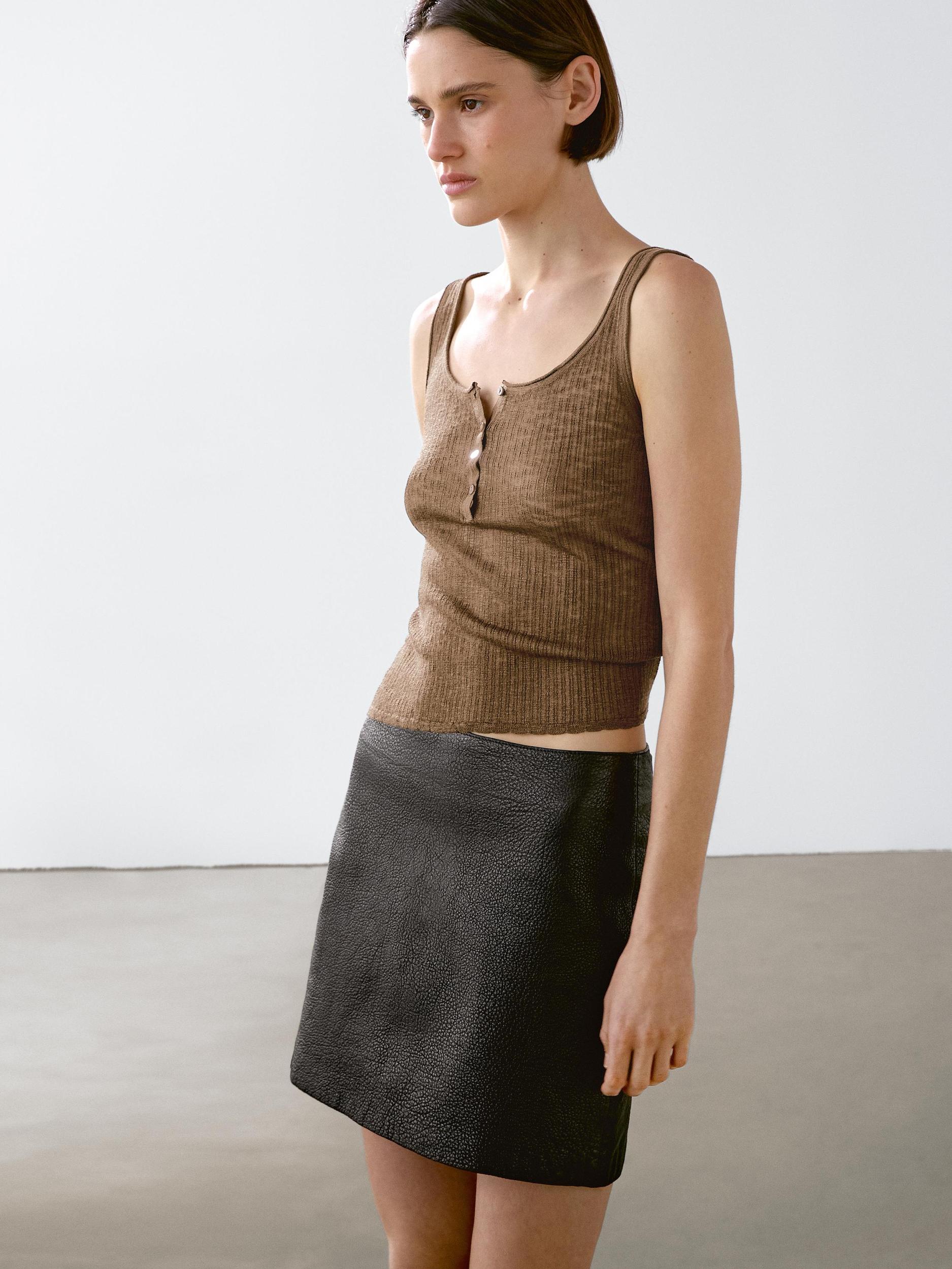 Melange fabric strappy top Product Image