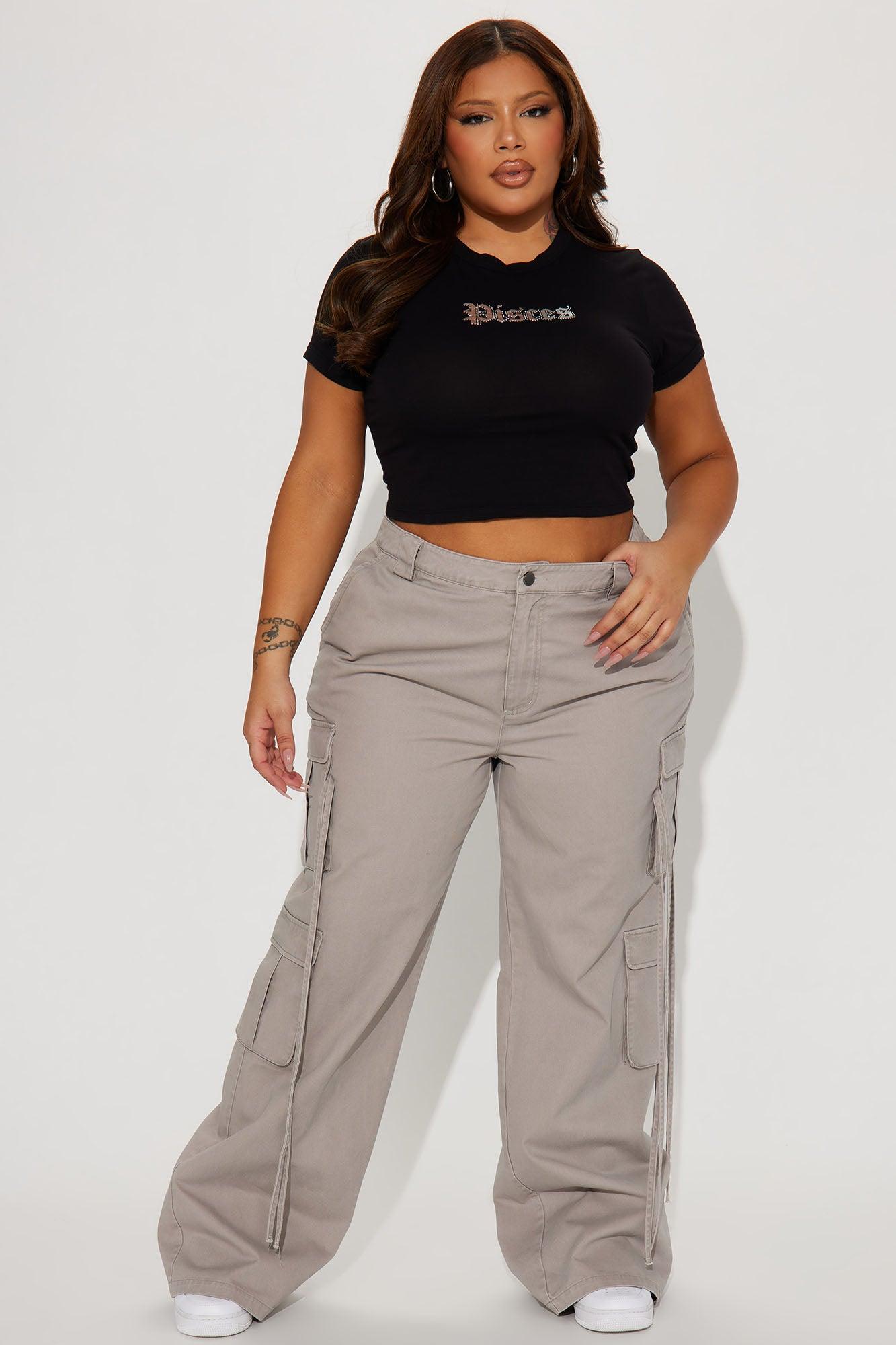 Golden Hour Wide Leg Cargo Pant - Grey Product Image
