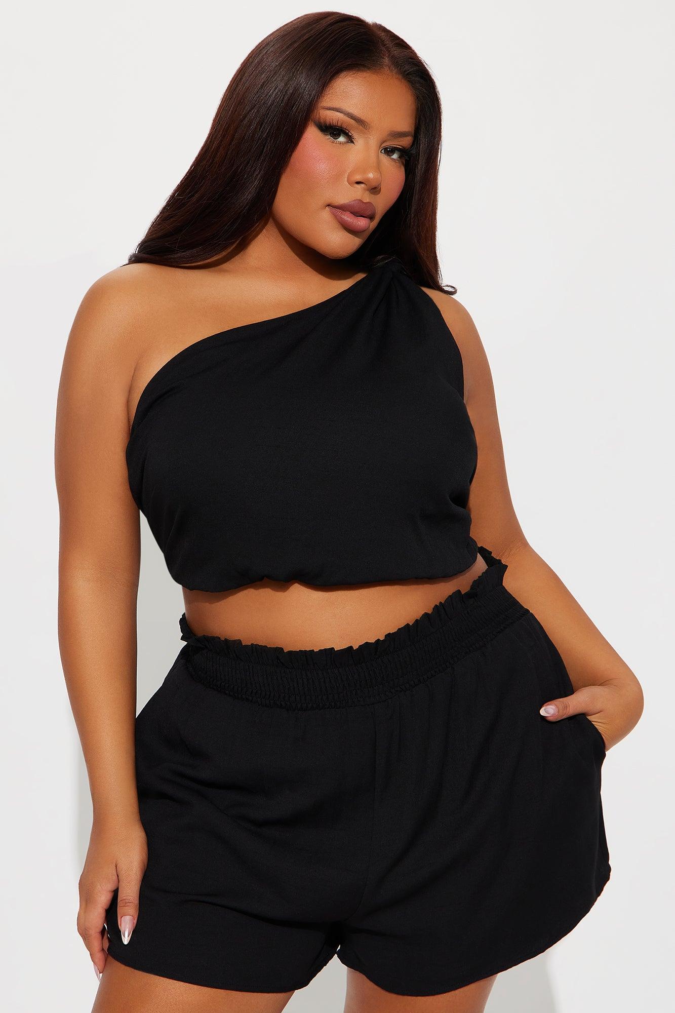 Serena Linen Short Set - Black Product Image