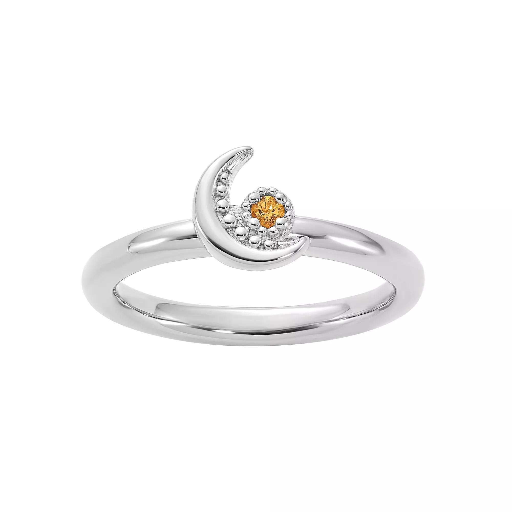 Stacks & Stones Sterling Silver Stackable Citrine Moon Ring, Women's, Size: 6 Product Image