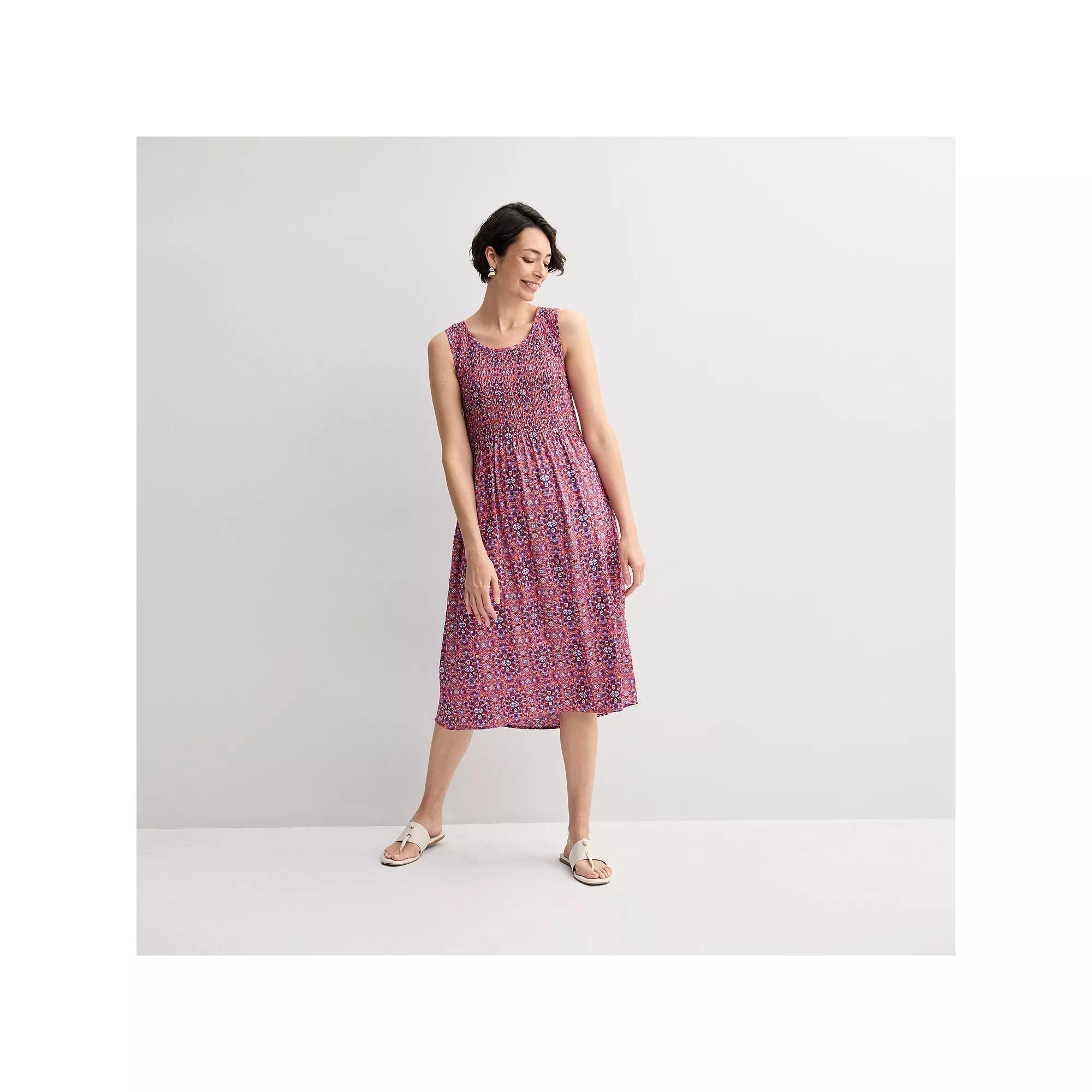 Women's Croft & Barrow® Smocked Midi Dress,  Product Image