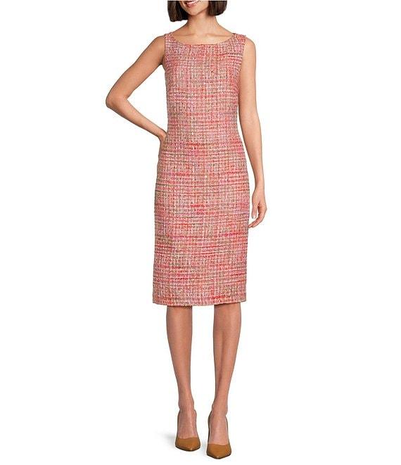 Preston & York Gloria Tweed Boat Neckline Sleeveless Dress Product Image