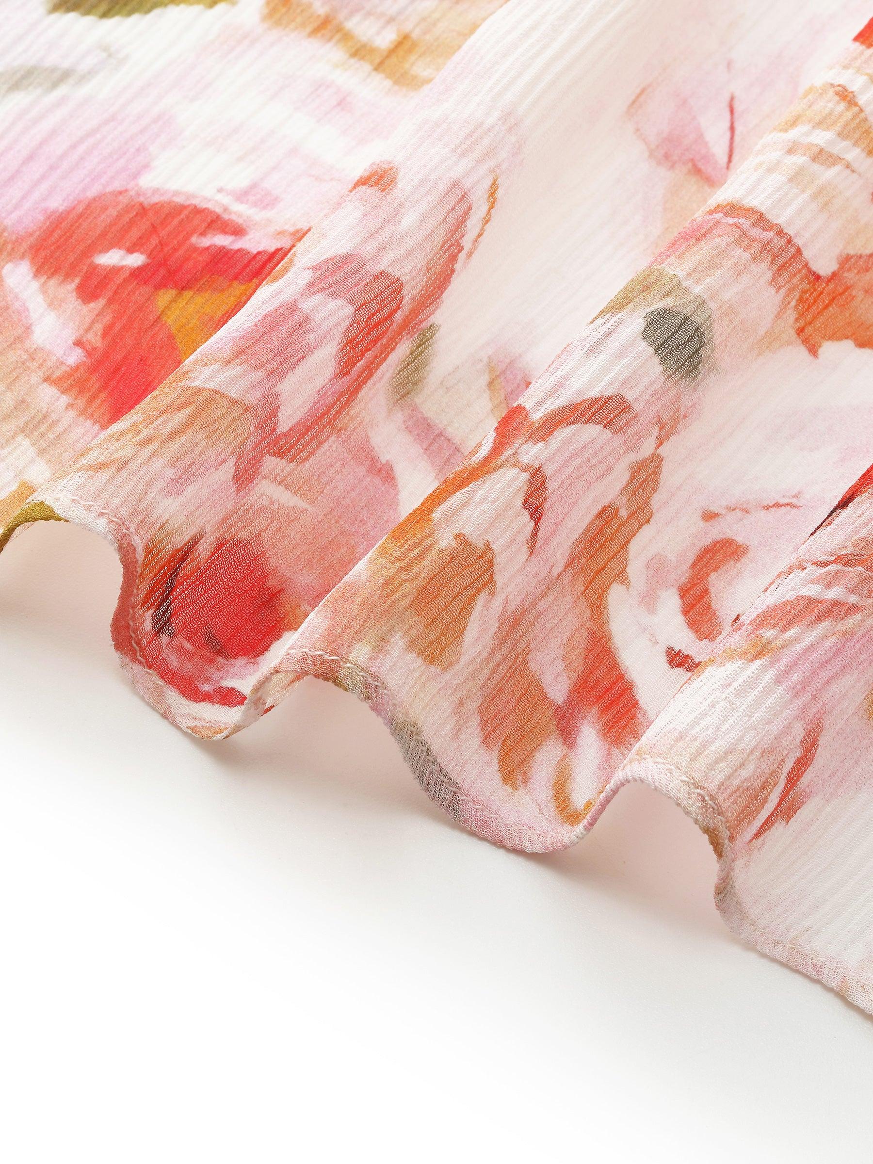 10MM Mulberry Silk Rose Print Women Strap Maxi Dress Product Image