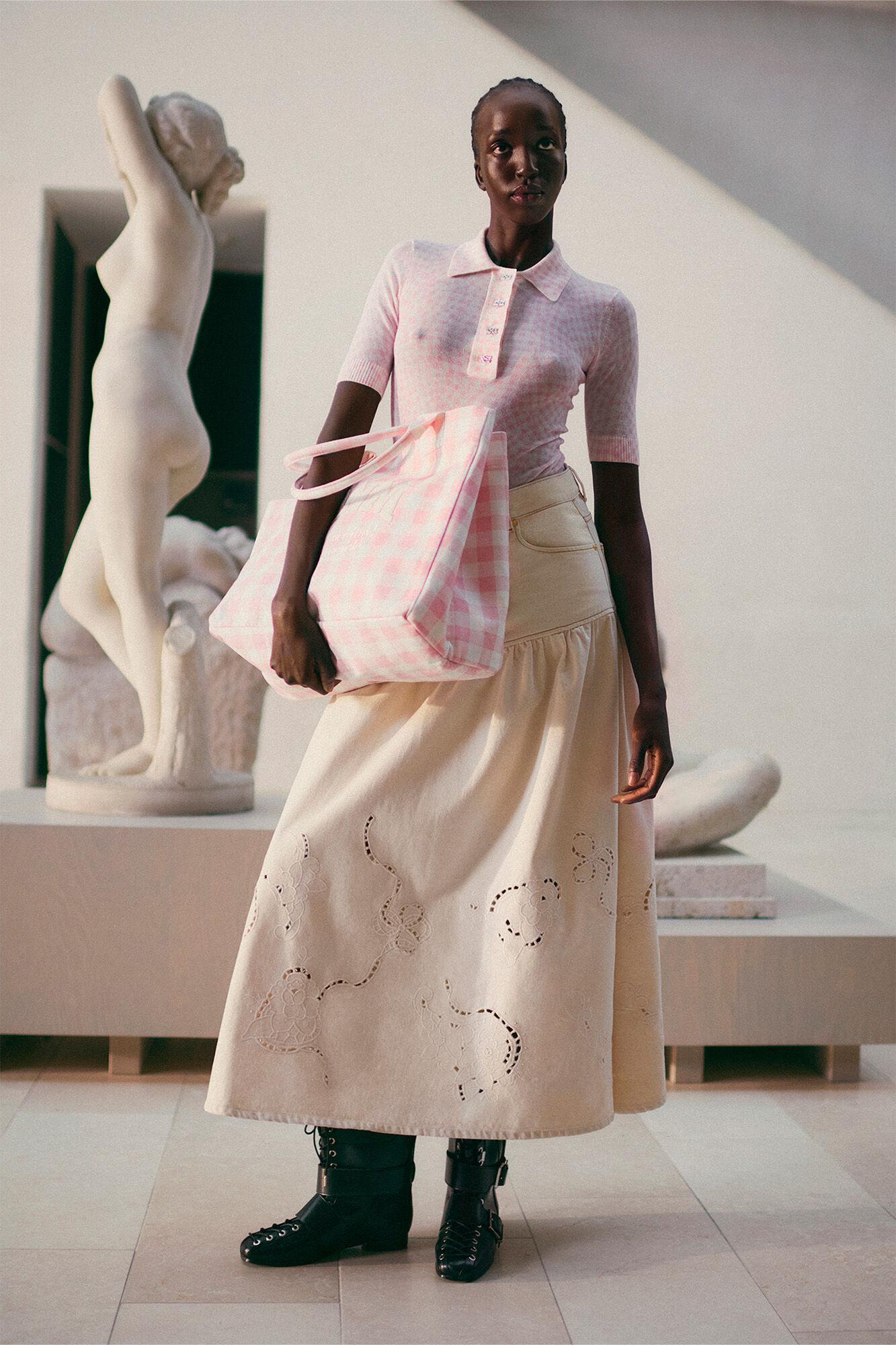 Broderie Anglaise Denim Skirt Product Image