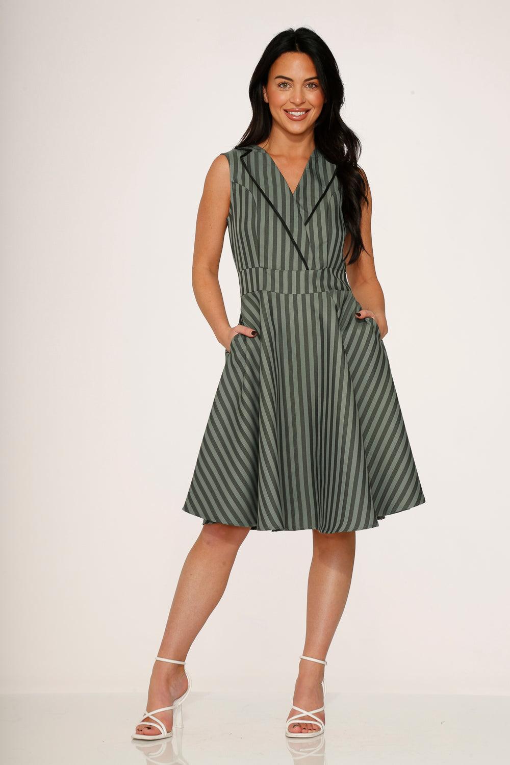 Olive Stripe Swing Dress Product Image