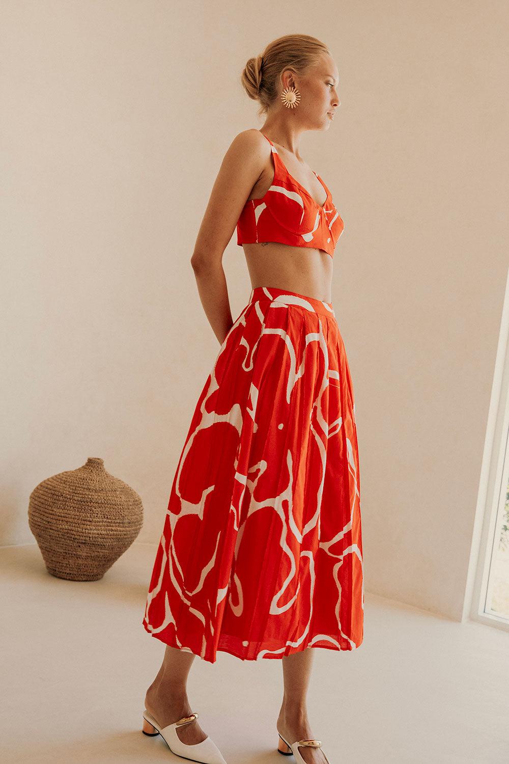 Dien Wrap Skirt - Evoke Red Product Image