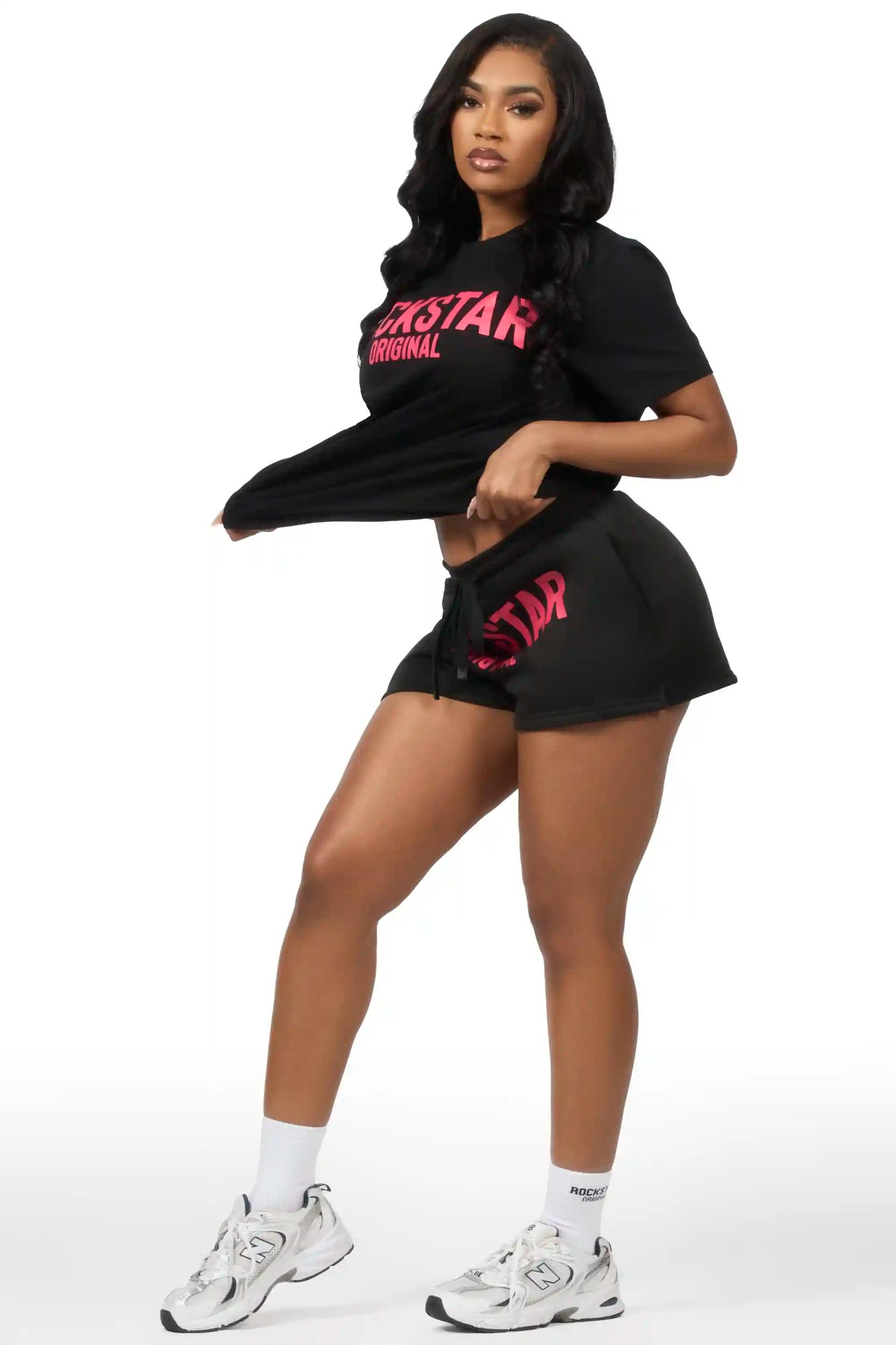 Sabrina Black T-Shirt Short Set Female Product Image