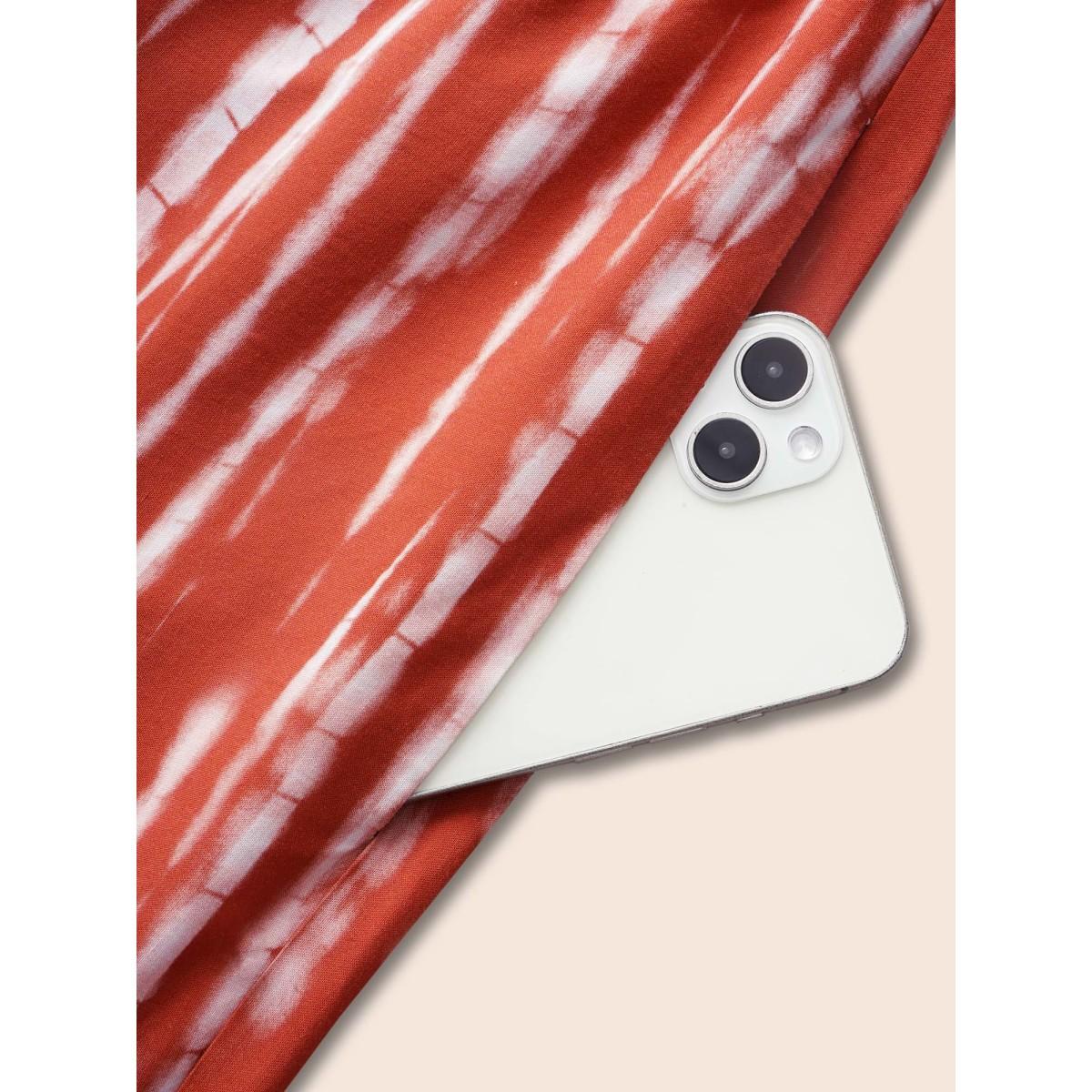 Plus Size Multicolor V Neck Gradient Dyeing Shirred Jumpsuit Women At the Office Half Sleeve V-neck Office Loose Jumpsuits BloomChic 18-20/2X Product Image