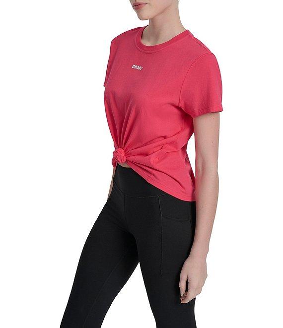 DKNY by Donna Karan Crew Neck Short Sleeve Knot Front Tee Shirt Product Image