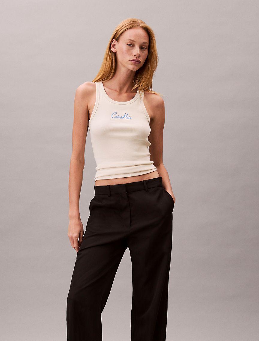 Cotton Contour Rib Embroidered Logo Tank Top Product Image